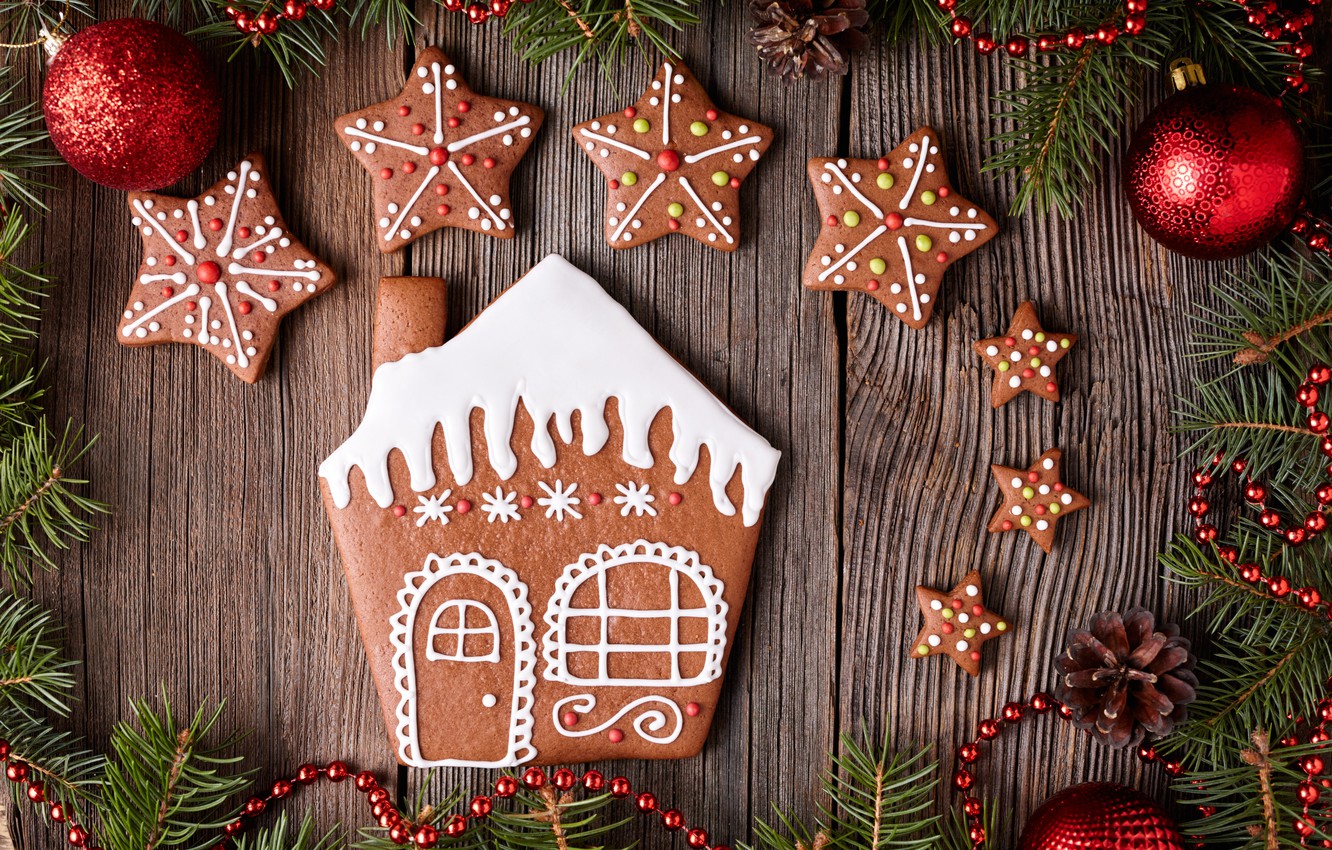 Photo Wallpaper New Year, Cookies, Christmas, Christmas, - Sweet Christmas Wallpaper Hd - HD Wallpaper 