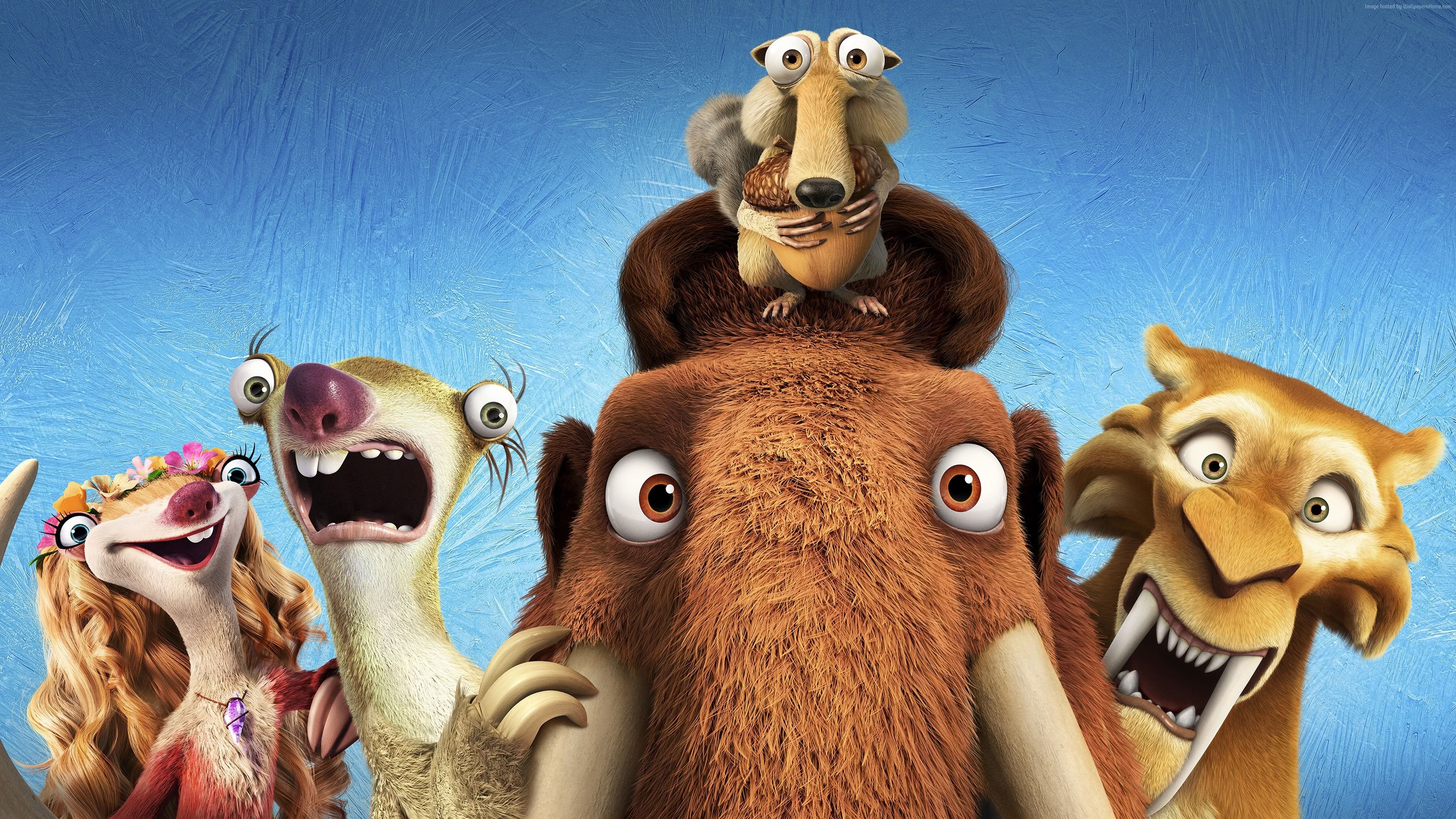 Ice Age 5 Collision Course Diego Manny Scrat Sid Uhd - Sid Ice Age Mammoth - HD Wallpaper 