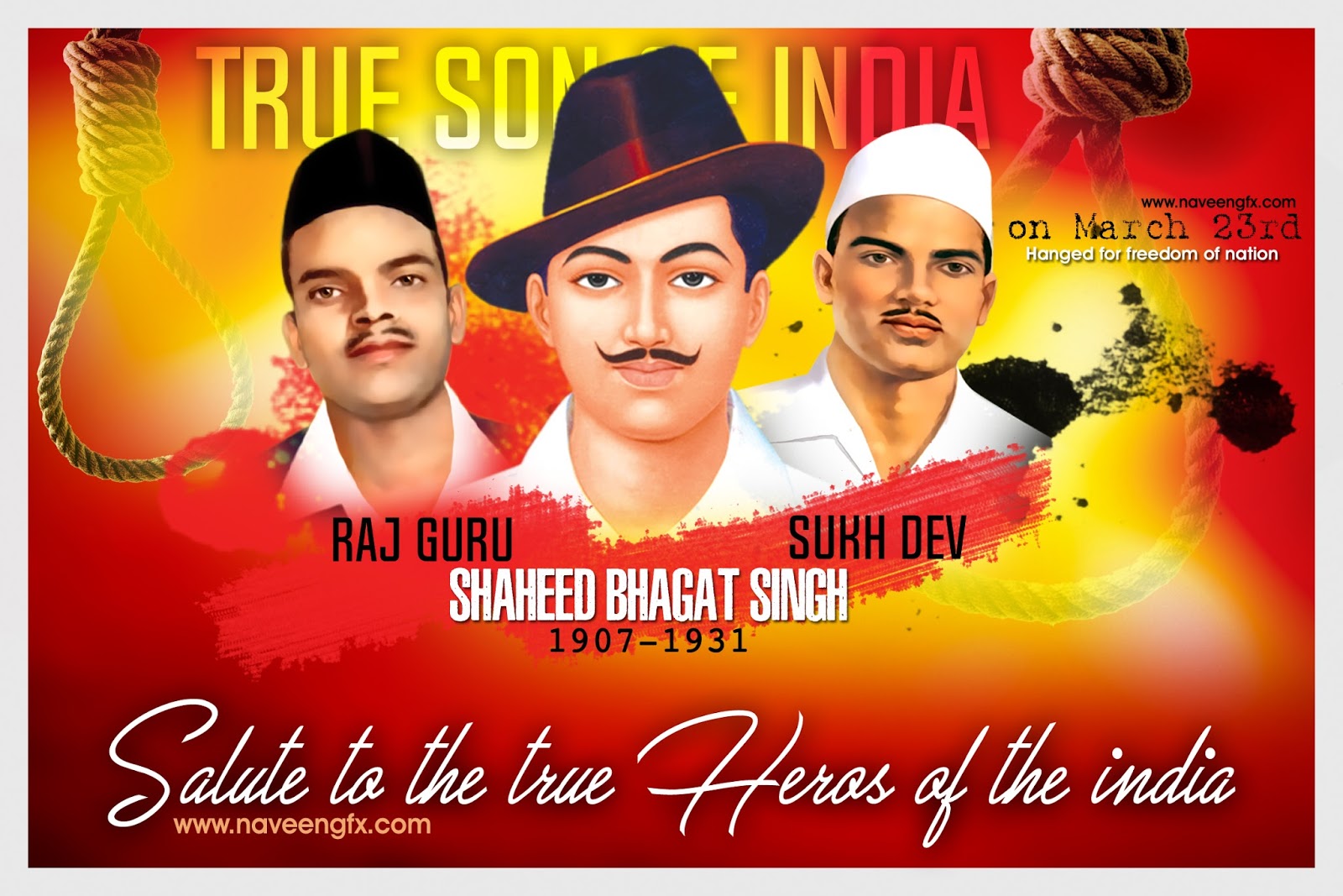 Bhagat Singh Rajguru Sukh Dev Vardanthi Death Day March - Bhagat Singh Shaheed Day - HD Wallpaper 