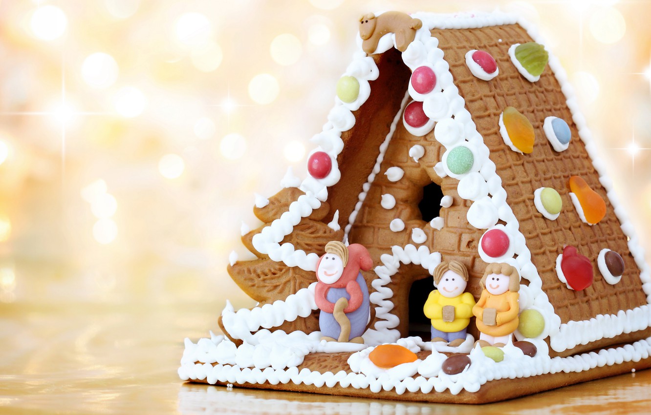 Photo Wallpaper Holiday, New Year, Cookies, Figures, - Gingerbread House Background - HD Wallpaper 