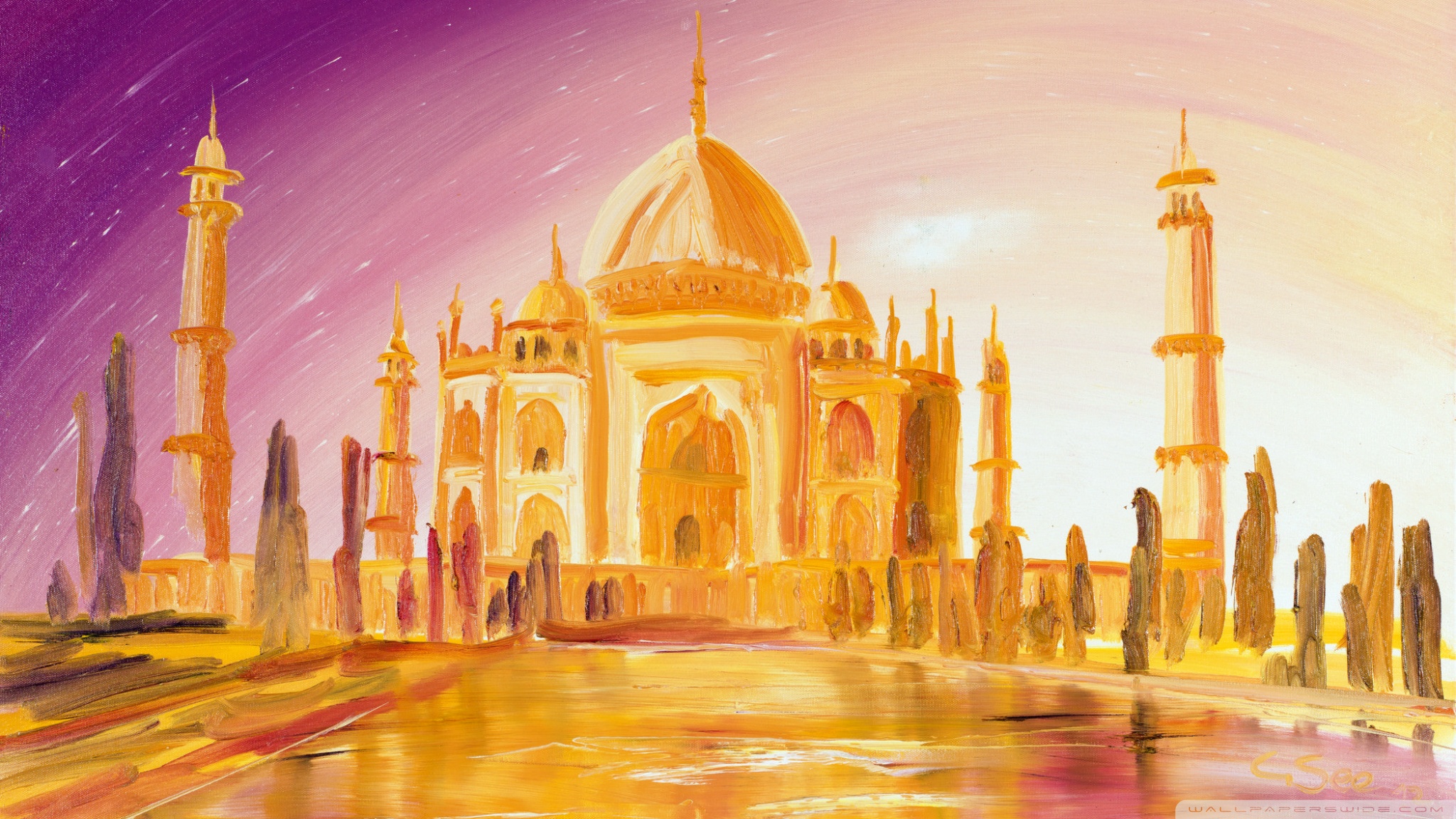 Canvas Taj Mahal Painting - HD Wallpaper 