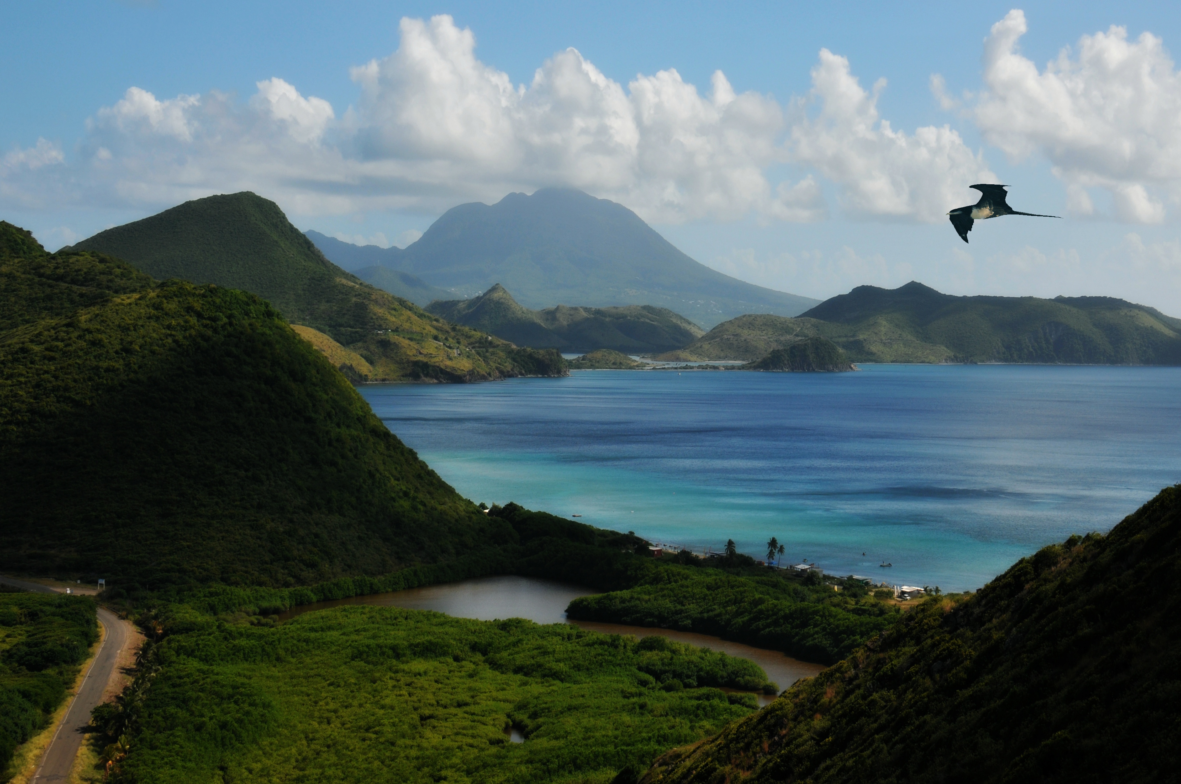 Wallpaper Gambar Pemandangan Laut Dan Pegunungan Sangat - Visiting Saint Kitts And Nevis - HD Wallpaper 