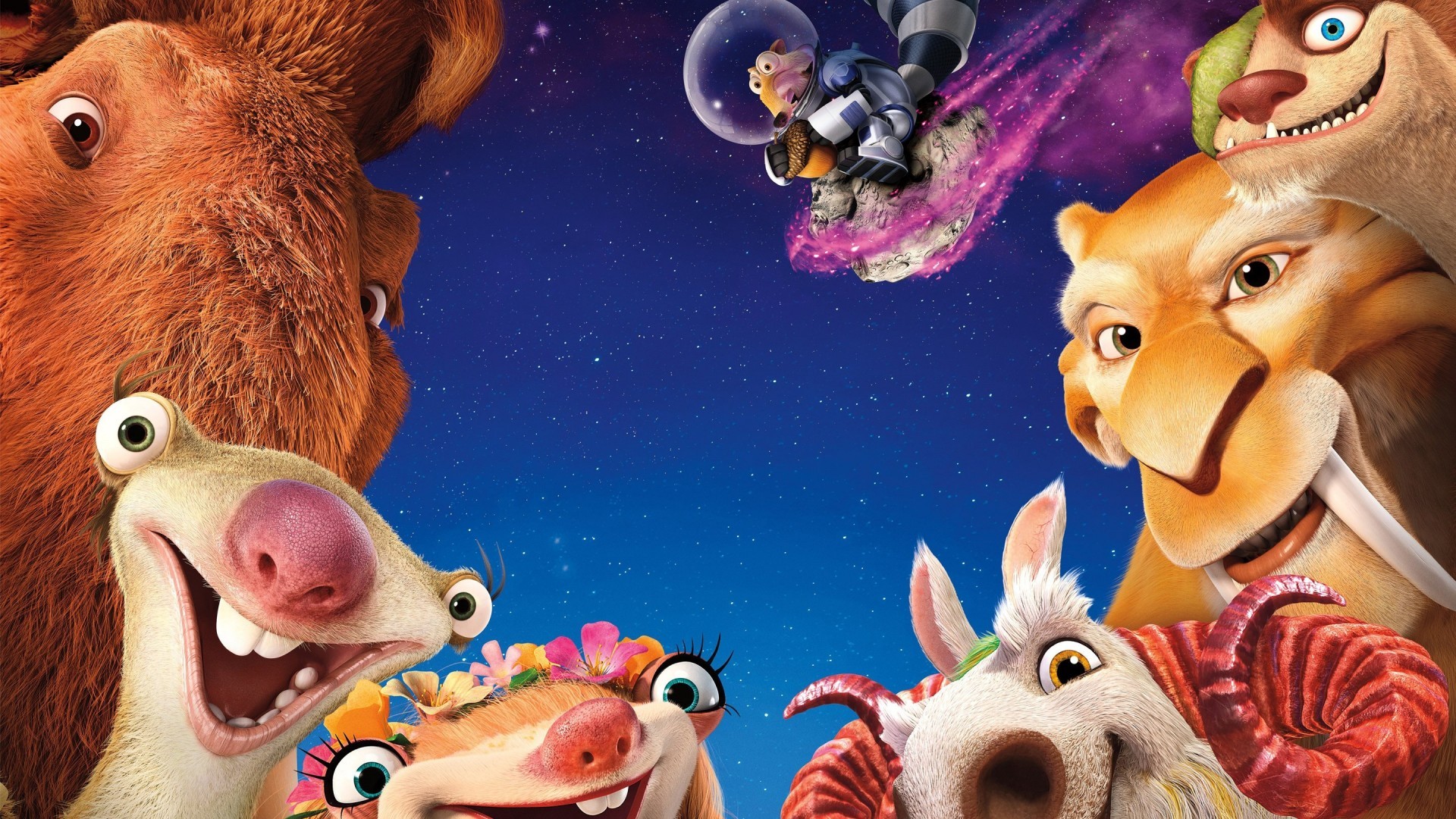 Ice Age Collision Course, Sid, Diego, Shangri Llama, - Ice Age Collision Course - HD Wallpaper 