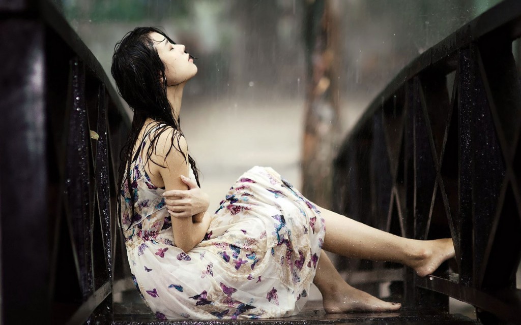 Alone Girl With Rain - HD Wallpaper 