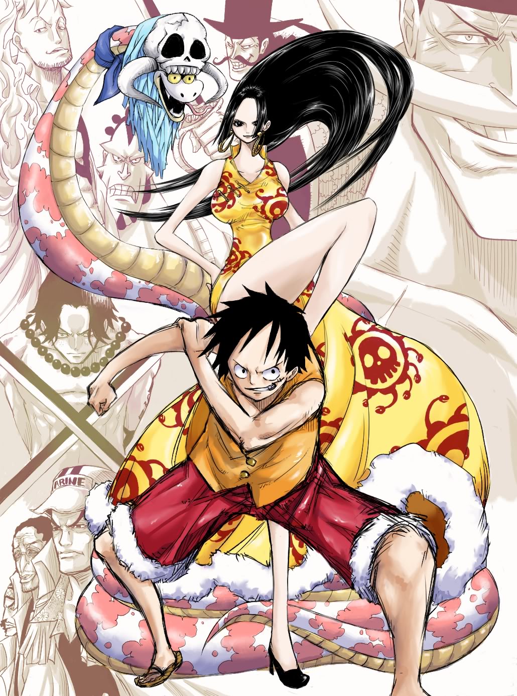 One Piece And Luffy Image - One Piece Boa Hancock X Luffy - HD Wallpaper 