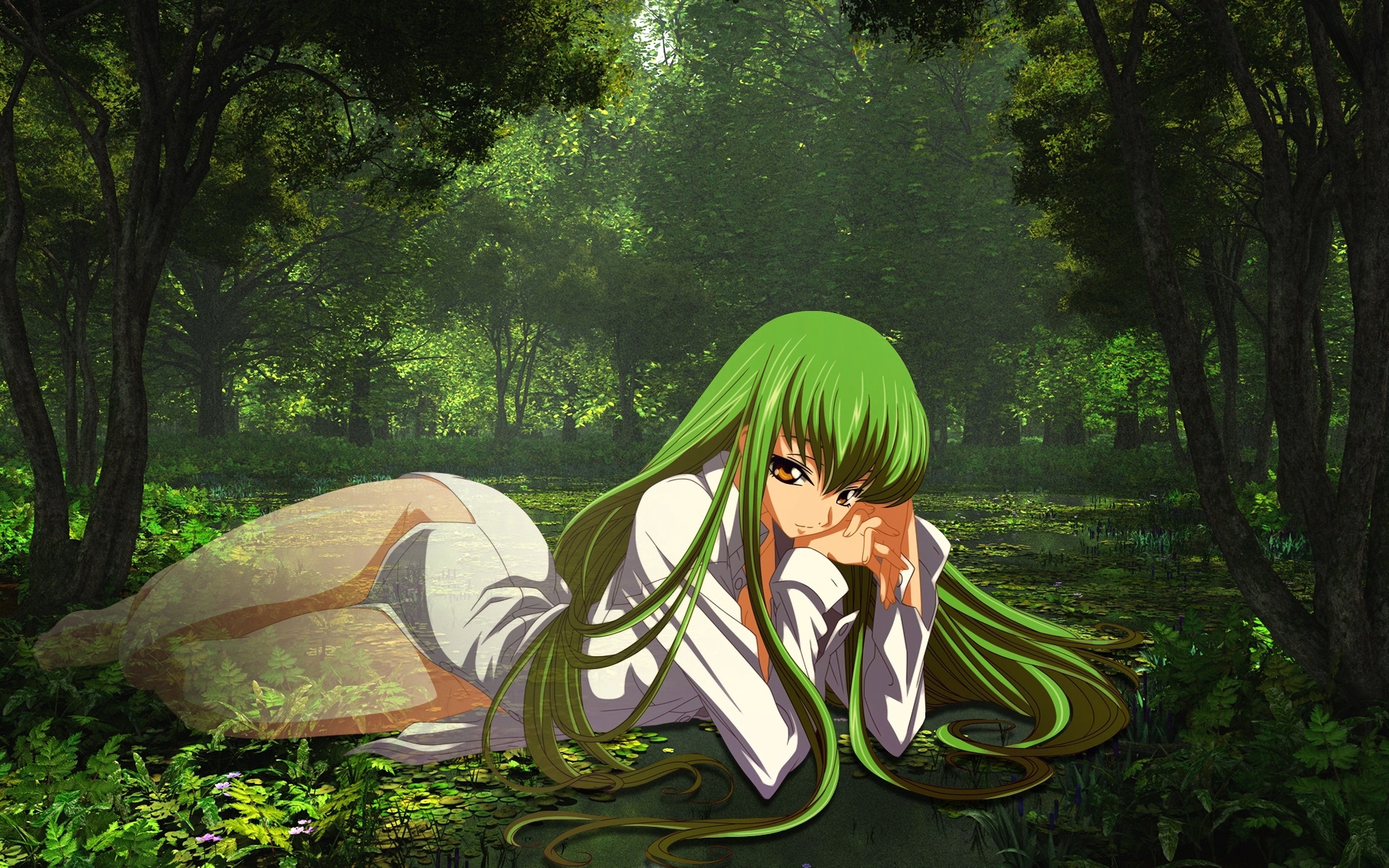Wallpaper Anime, Girl, Green, Forest, Shirt - Code Geass Cc - HD Wallpaper 