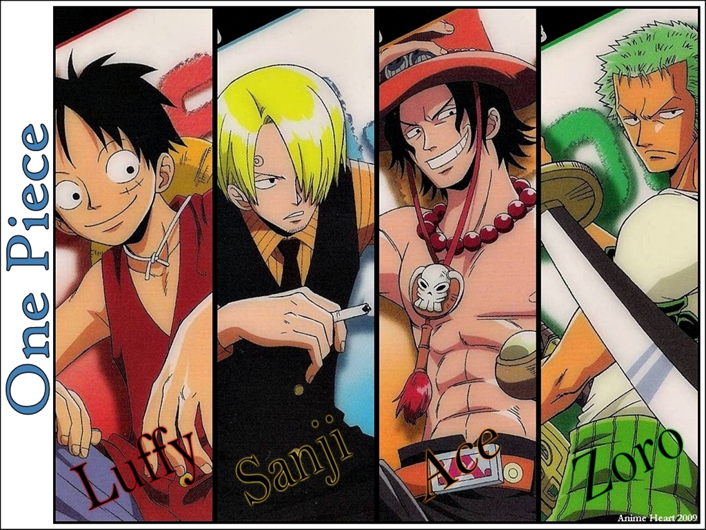 Luffy, Zoro, Sanji & Ace - One Piece - HD Wallpaper 