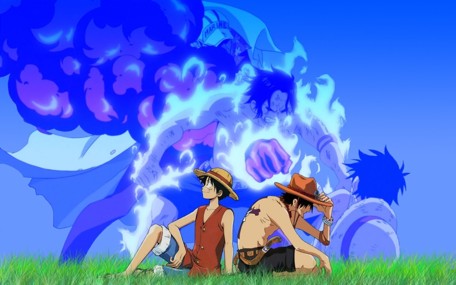 Gambar Lucu Bergerak One Piece Terbaru Display Picture - One Piece Wallpaper Luffy And Ace - HD Wallpaper 