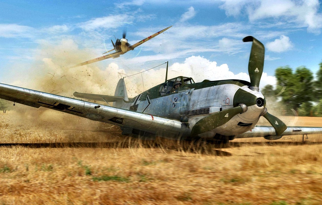 Photo Wallpaper Spitfire, Bf - Airfix 1 48 Messerschmitt Bf109e - HD Wallpaper 