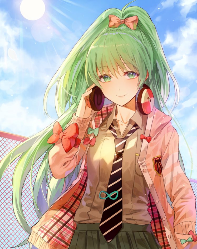 Anime Girl Green Hair - HD Wallpaper 