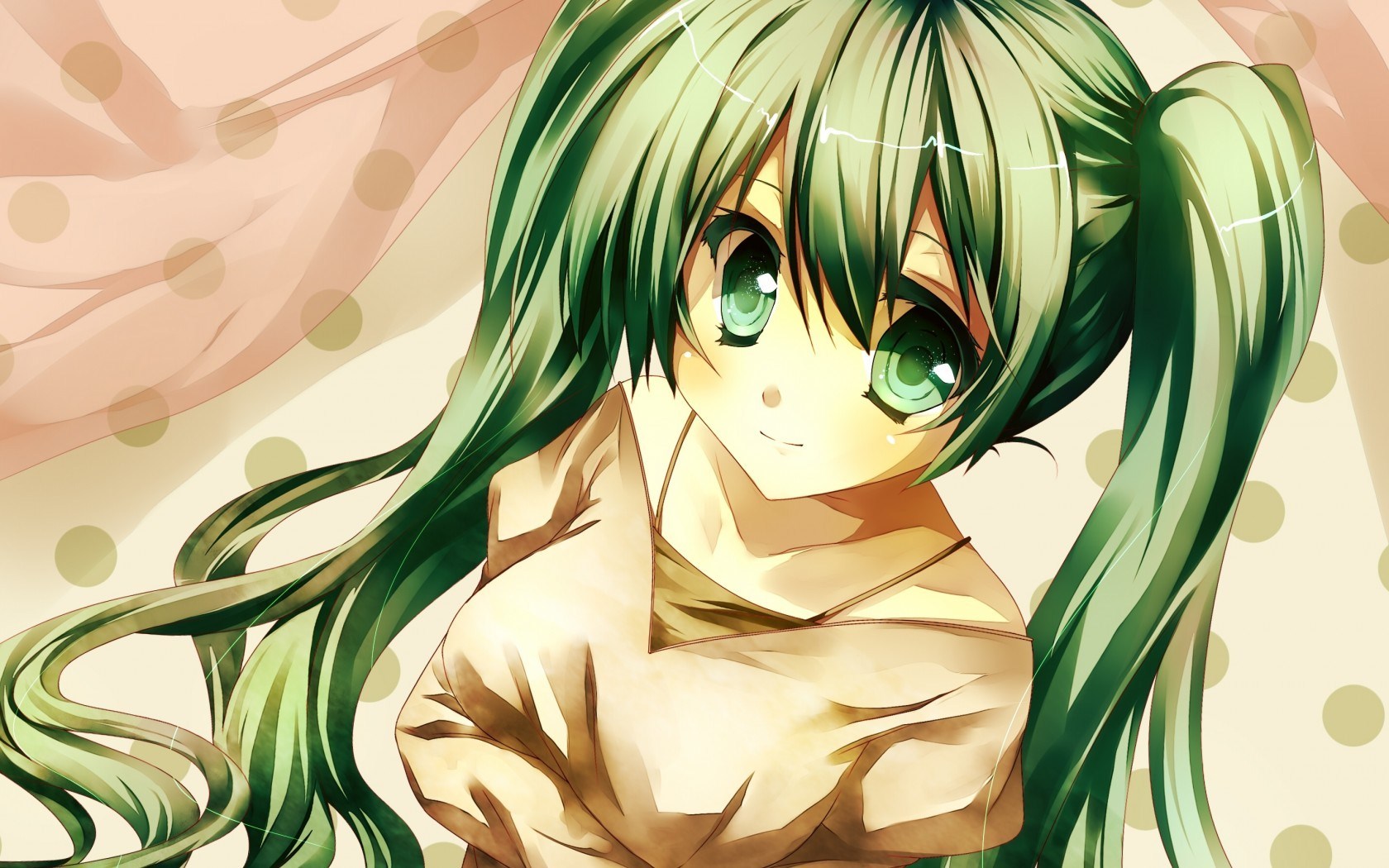 Cute Anime Girl Green Hair - HD Wallpaper 