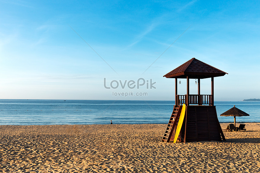 Langit Biru Laut Wallpaper Pantai Foto - Sea - HD Wallpaper 