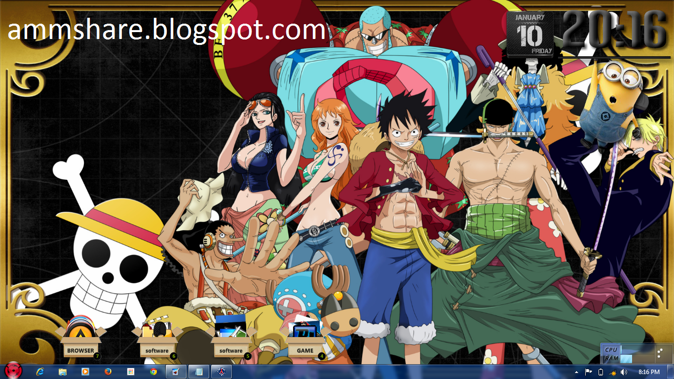 Theme Windows 7 Anime One Piece - 1366x768 Wallpaper 