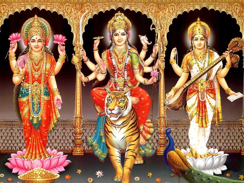 Maa Saraswati Maa Durga Maa Lakshmi - HD Wallpaper 