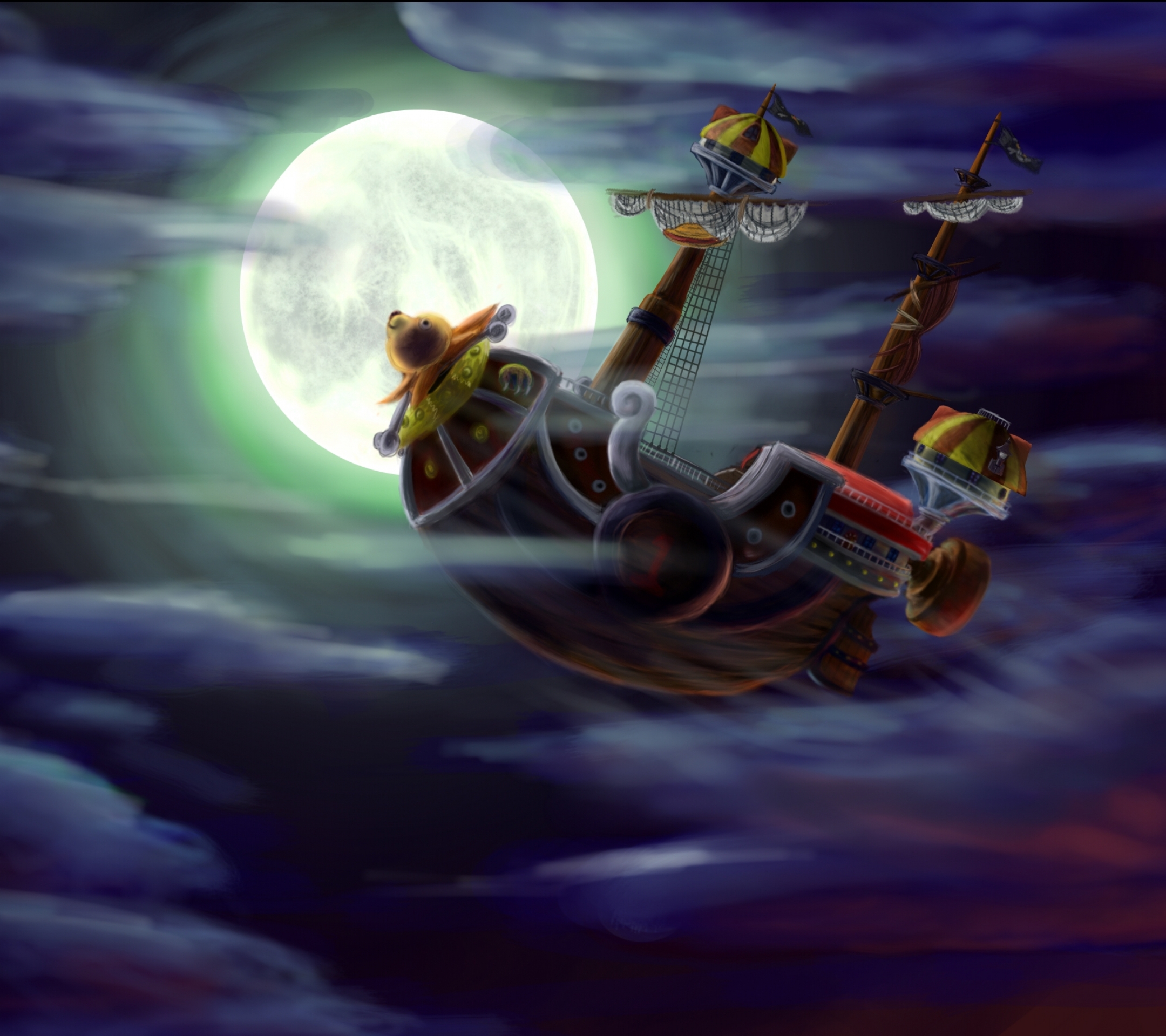 One Piece Thousand Sunny Flying - HD Wallpaper 