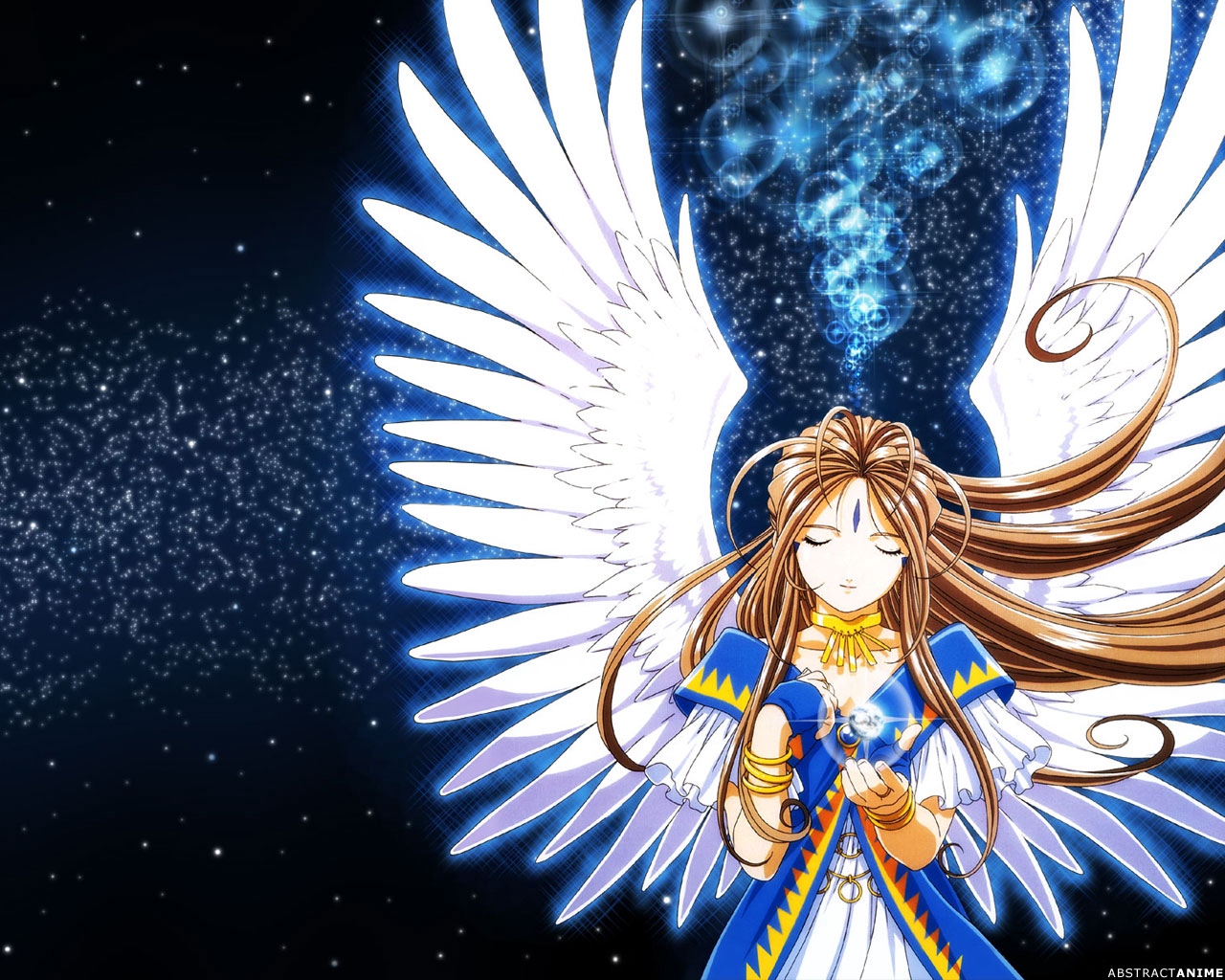 Wallpaper Girl, Wings, Abstract, Space, Posture - Ooh My Goddess - HD Wallpaper 