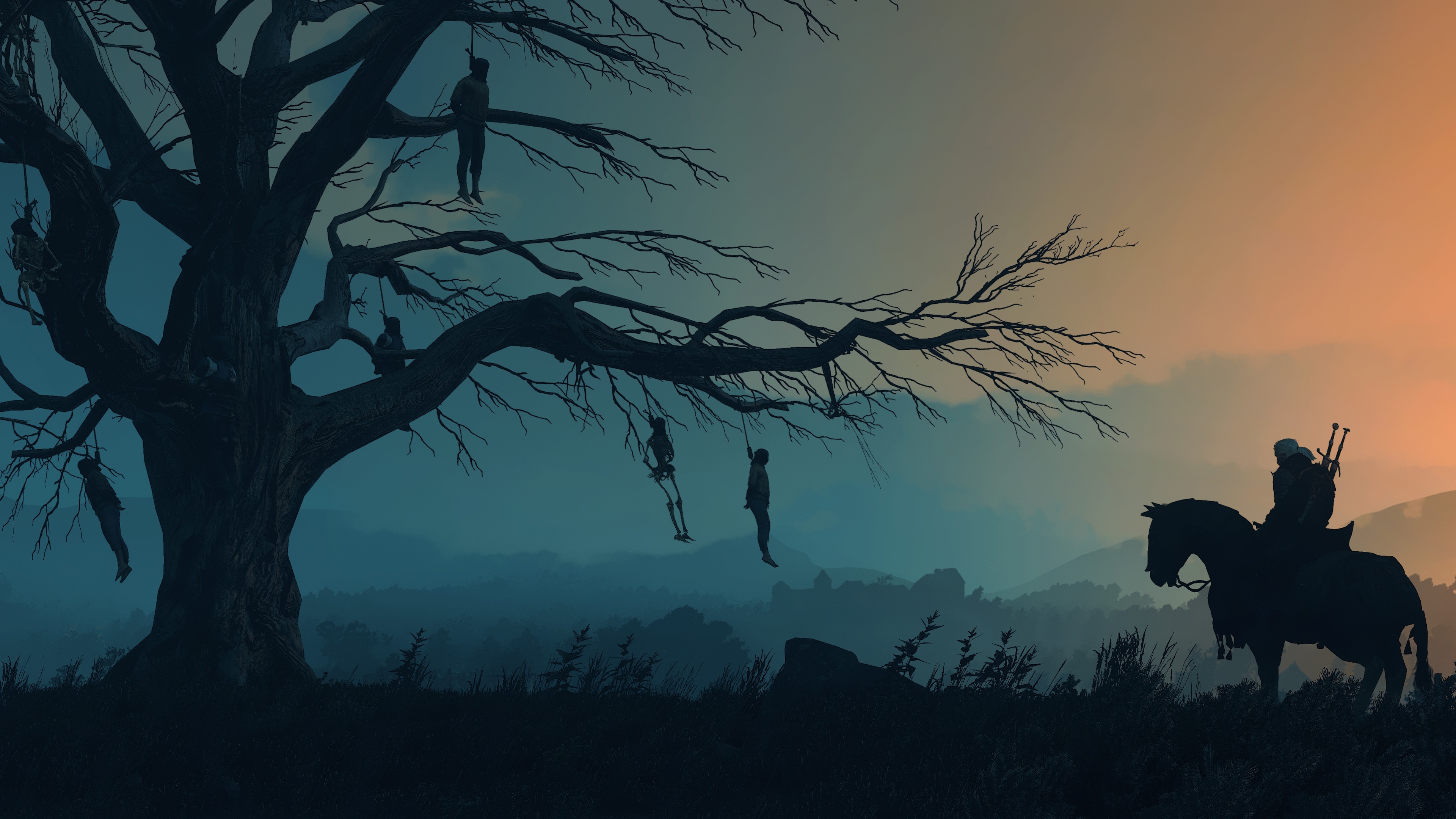 4k Minimalist The Witcher - HD Wallpaper 