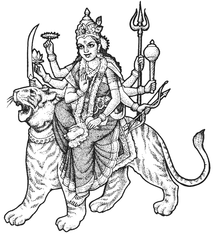 Best Sherawali Mata Sketches, Paintings And Clipart - Durga Coloring Pages - HD Wallpaper 