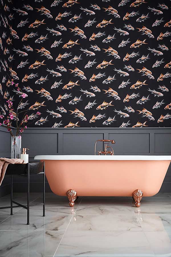 Wallpaper In The Bathroom - Tapete Fisch Gäste Wc - HD Wallpaper 