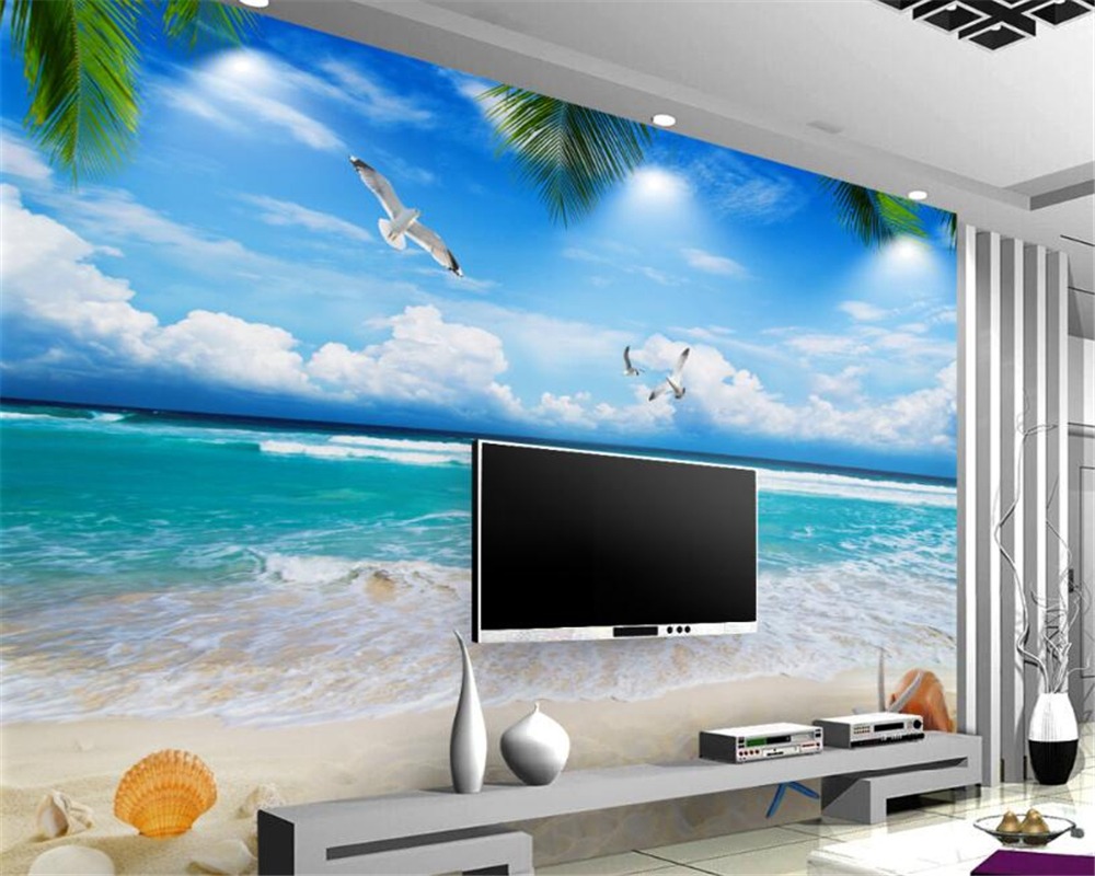 Biru Pemandangan Laut - HD Wallpaper 