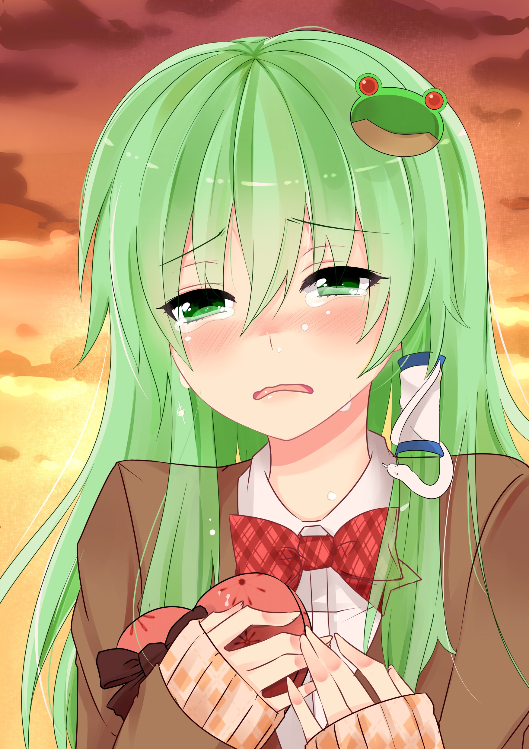 Wallpaper Anime, Girl, Grief, Hair, Green, Eyes - Anime Girl Hair Green - HD Wallpaper 