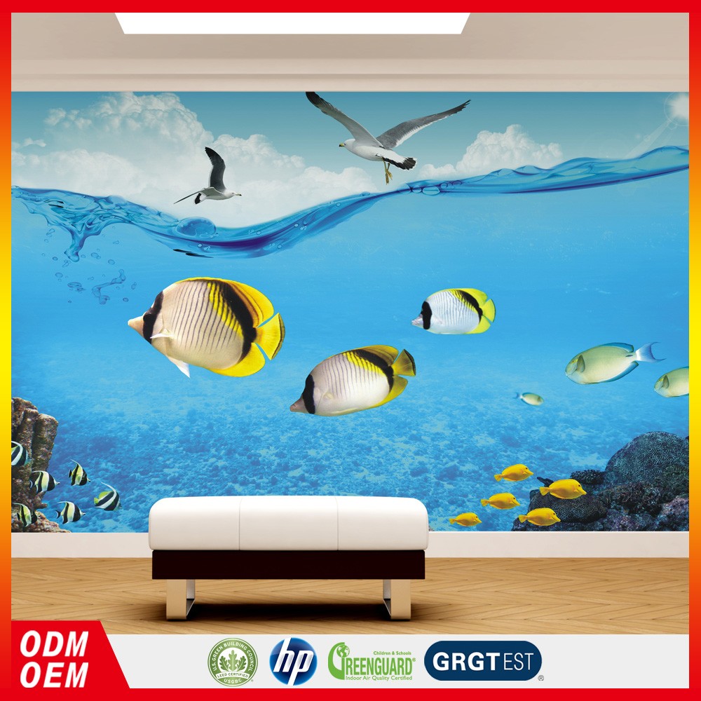 Dunia Bawah Laut Hewan Ikan Wallpaper Mural Untuk Kamar - Flor Amarilla De Papel - HD Wallpaper 