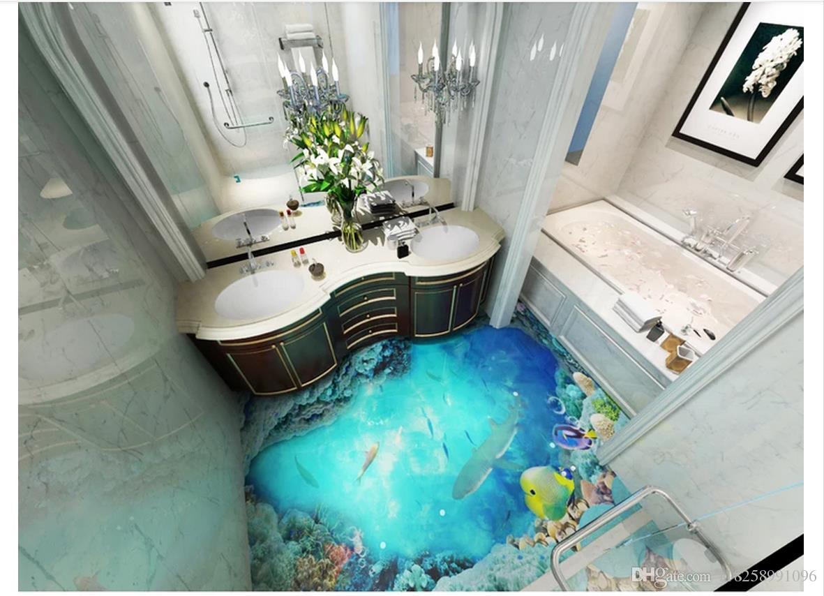3d Ocean Bathroom Floor - HD Wallpaper 