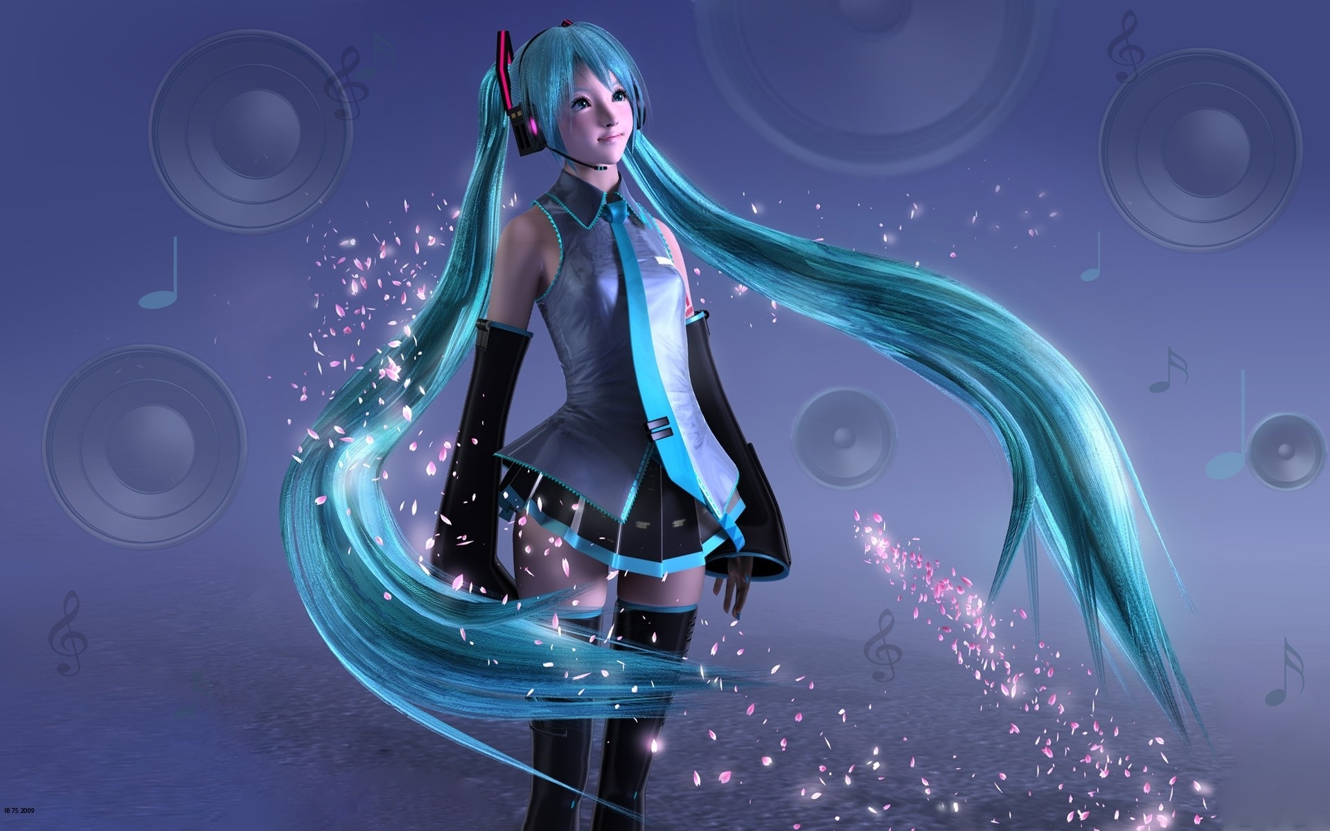 Wallpaper Hatsune Miku, Sweet Anime Girl, Blue Hair, - Милые Обои На Рабочий Стол - HD Wallpaper 