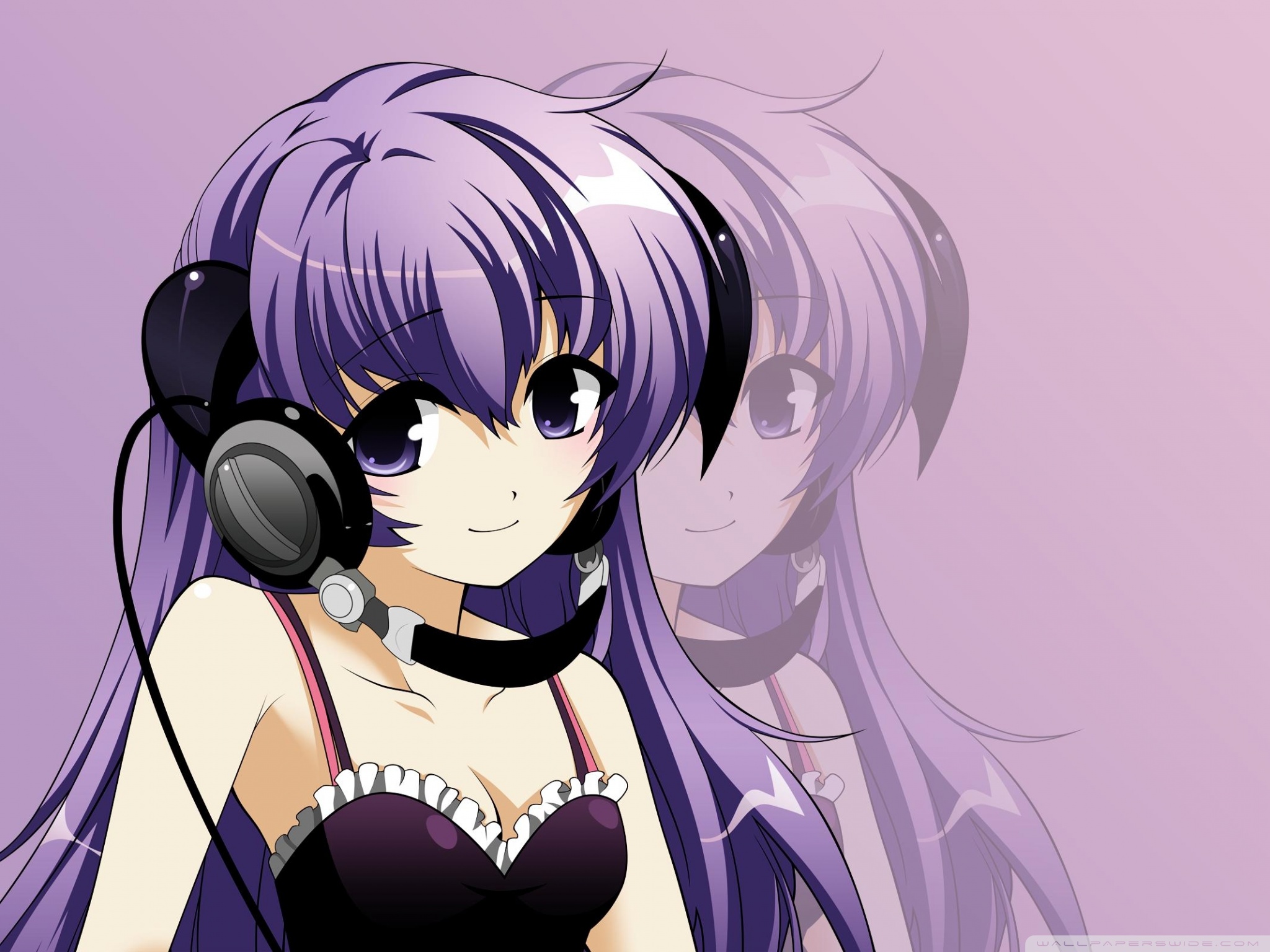 Anime Girl Listening To Music - HD Wallpaper 