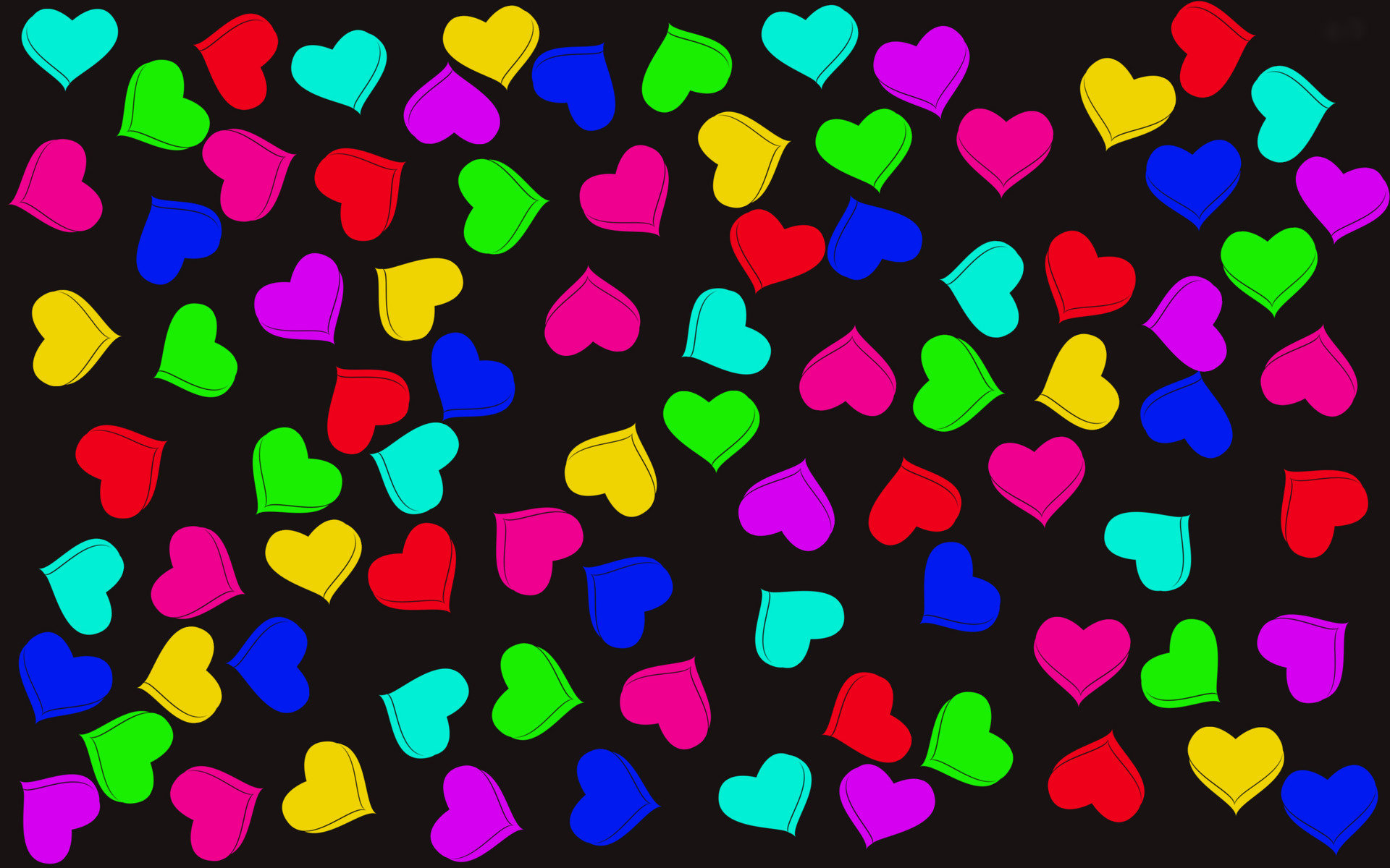 Colorful Hearts Wallpaper Hd - HD Wallpaper 