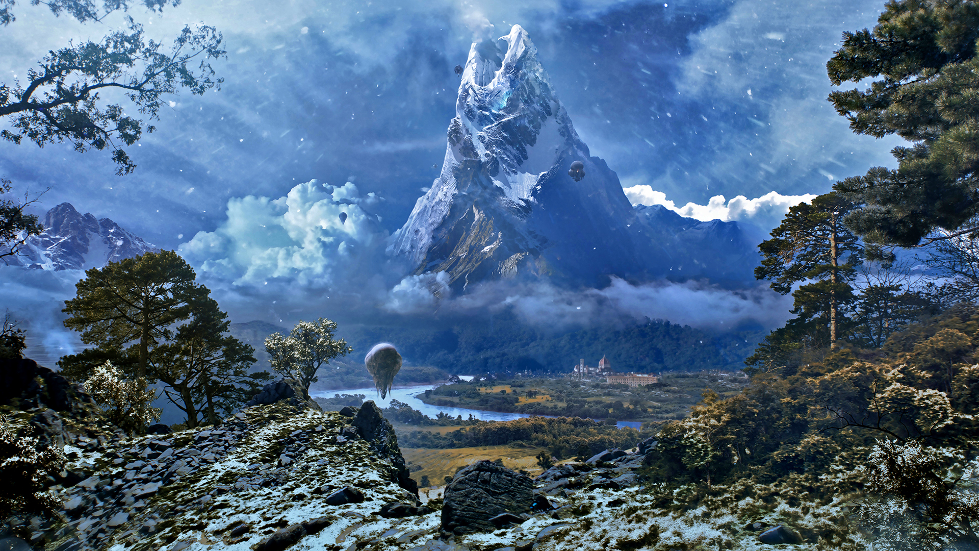Wallpaper - Landscape Magical Mountain Fantasy - HD Wallpaper 