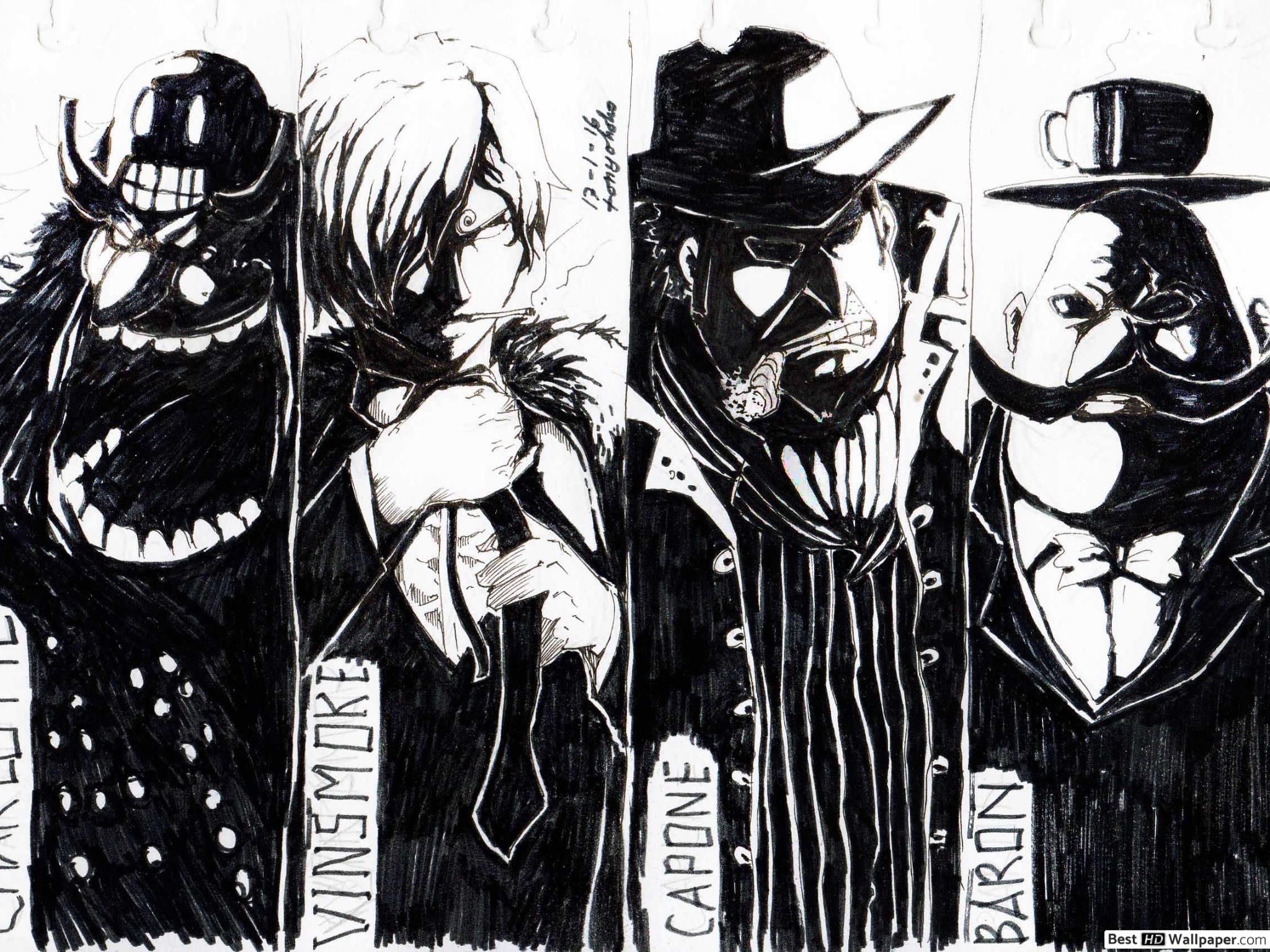 Black And White Skull Illustration One Piece Anime Sanji Hd Wallpaper Wallpaper Flare