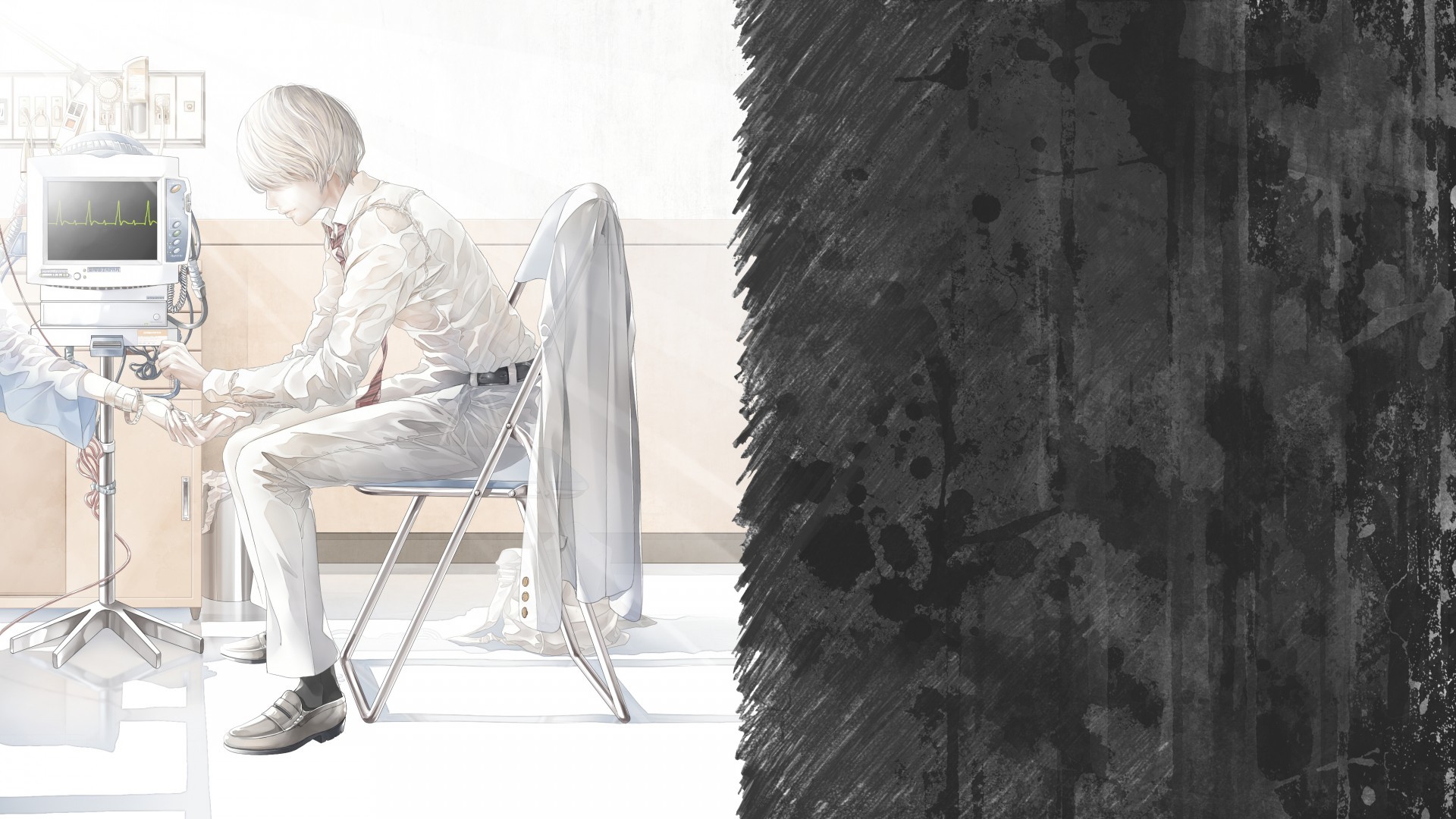 Anime Boy, Hospital, Sad Scene, White Hair - Hospital Anime Boy Sick - HD Wallpaper 