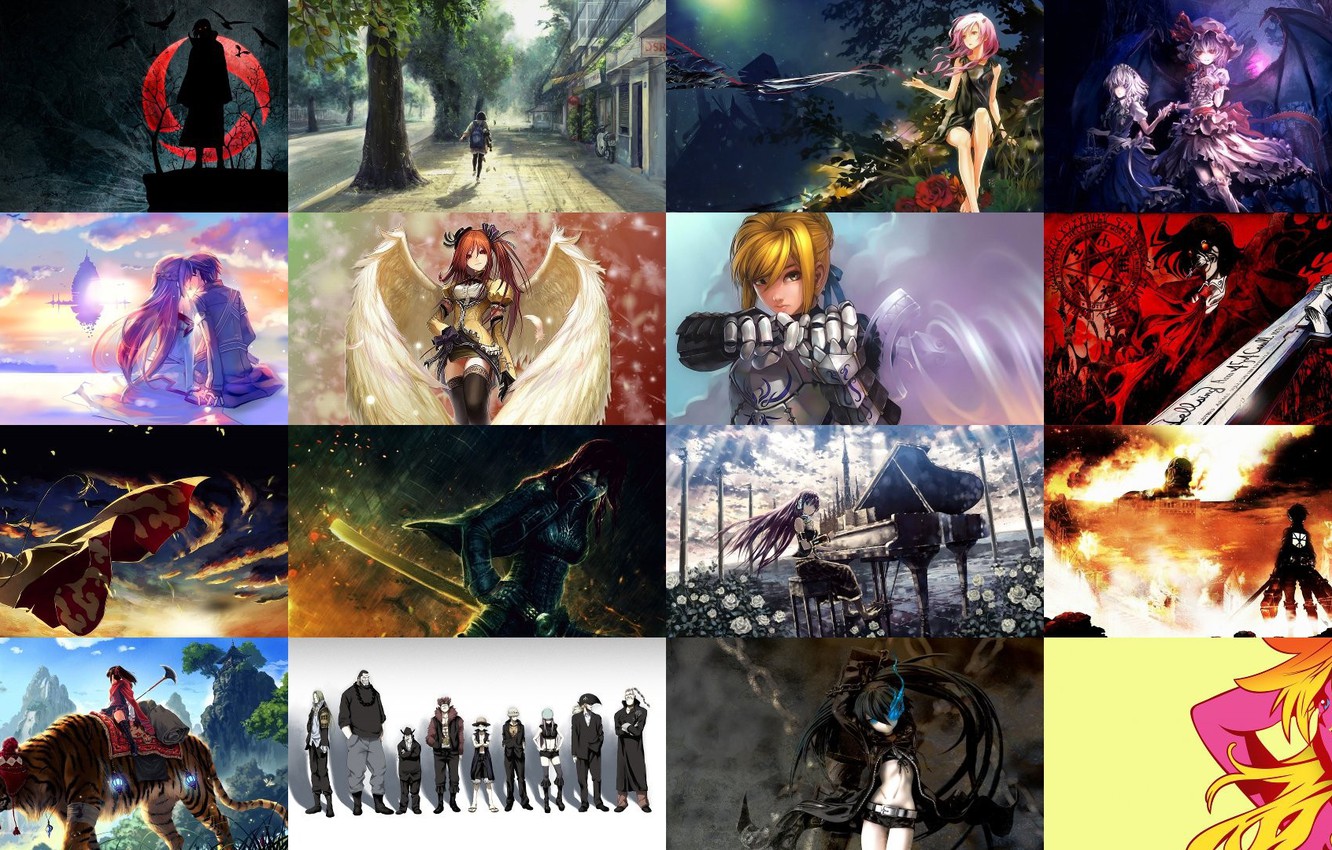 Photo Wallpaper Sword, Gun, Naruto, One Piece, Black - Collage - HD Wallpaper 