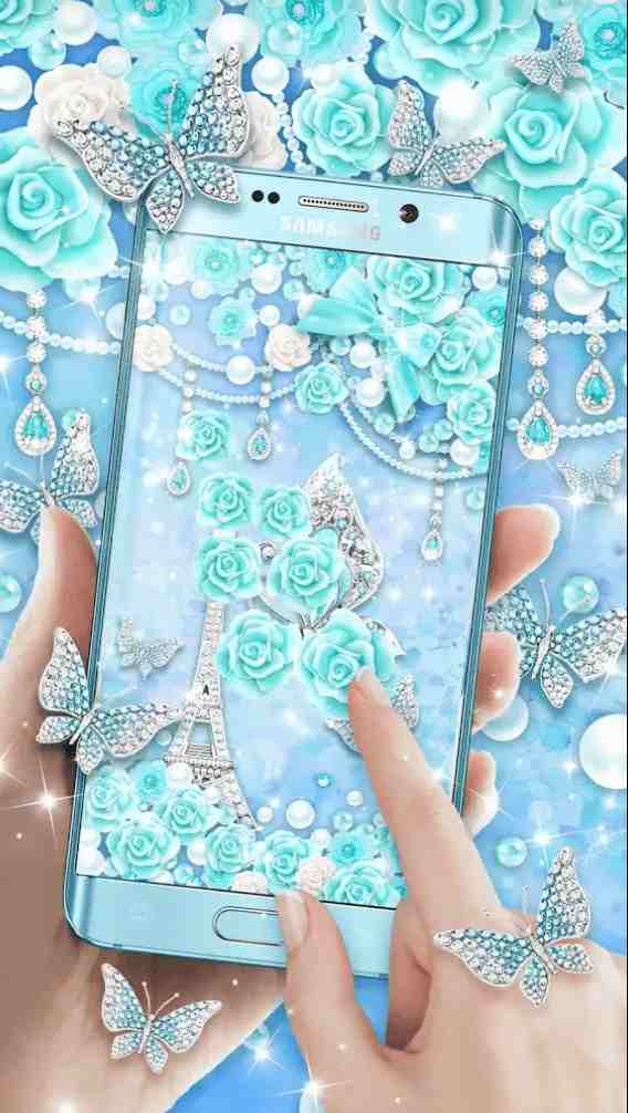 Turquoise Diamond Butterfly Live Wallpaper - Sky Blue Diamond Butterfly - HD Wallpaper 