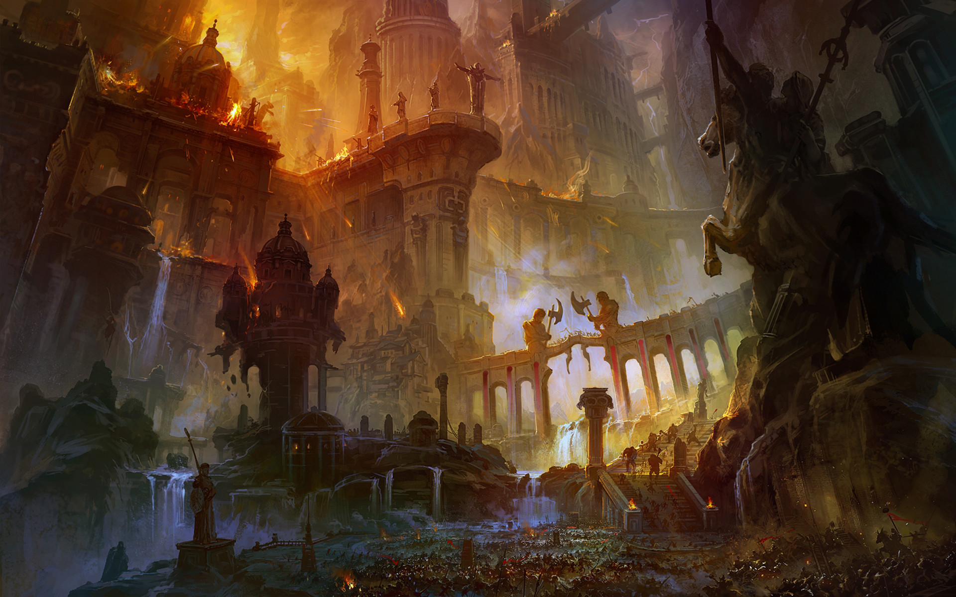 Hd Surrealism Wallpapers, Free Images, Artworks, Background - Fantasy City War - HD Wallpaper 