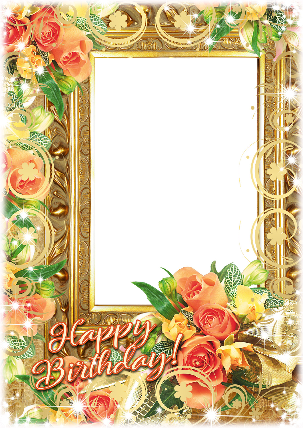 Birthday Frame With A Bunch Of Flowers - Happy Birthday Frames With Flowers - HD Wallpaper 