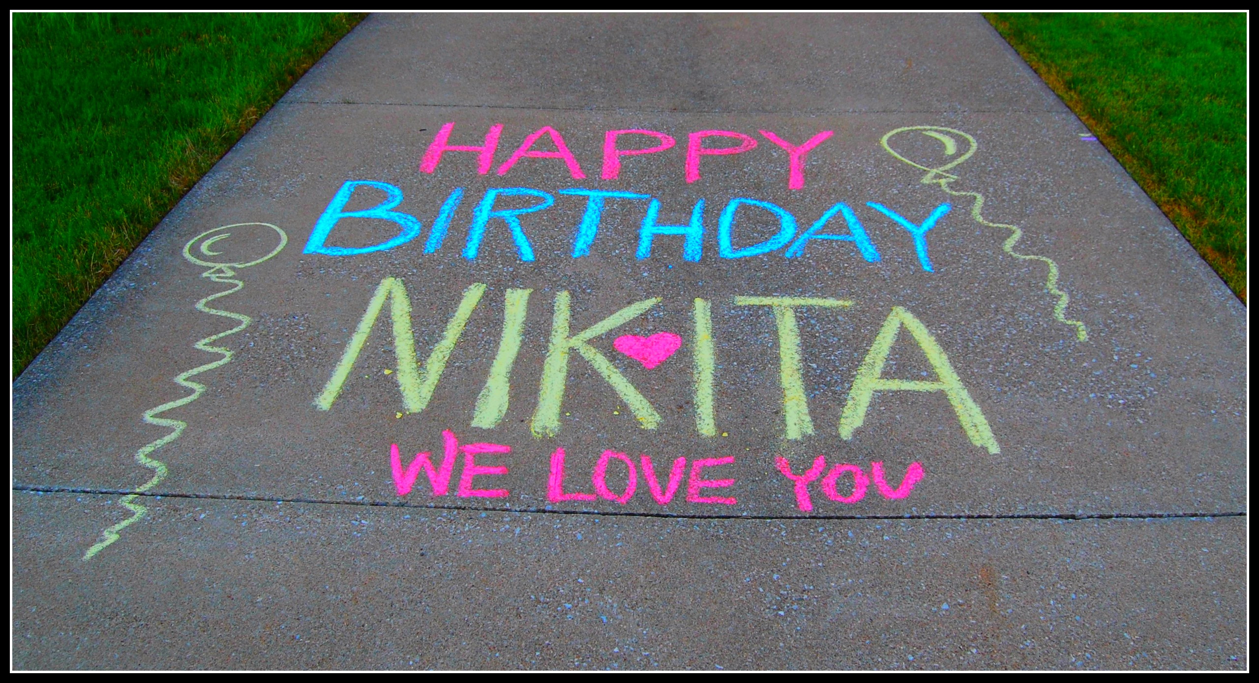 Driveway Chalk - Happy Birthday Nikita I Love U - 2560x1390 Wallpaper - Driveway Chalk - Happy Birthday Nikita I Love U - 2560x1390 Wallpaper -