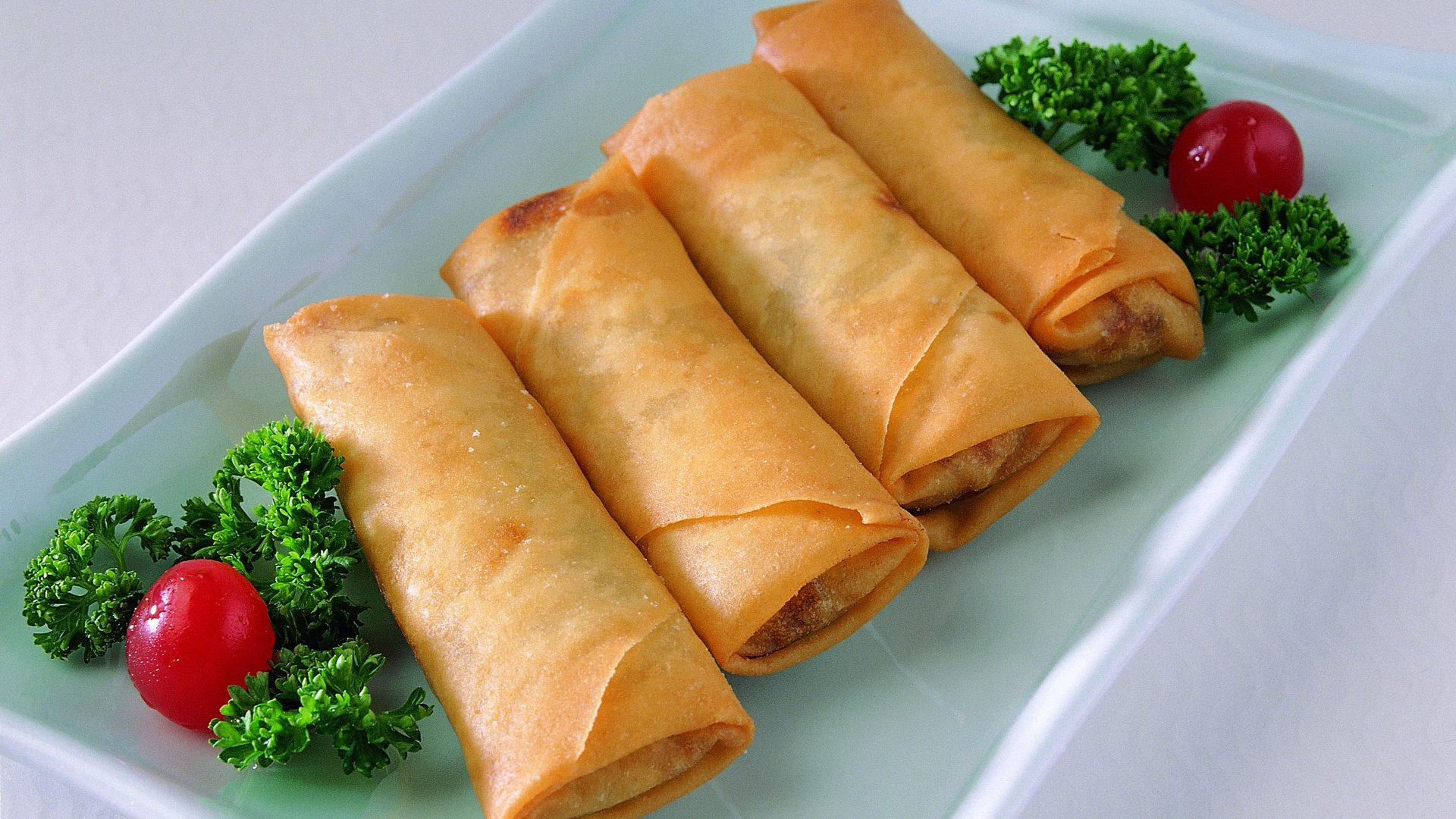 Wallpaper Pancakes, Meat, Vegetables, Decoration - Spring Rolls Hd - HD Wallpaper 