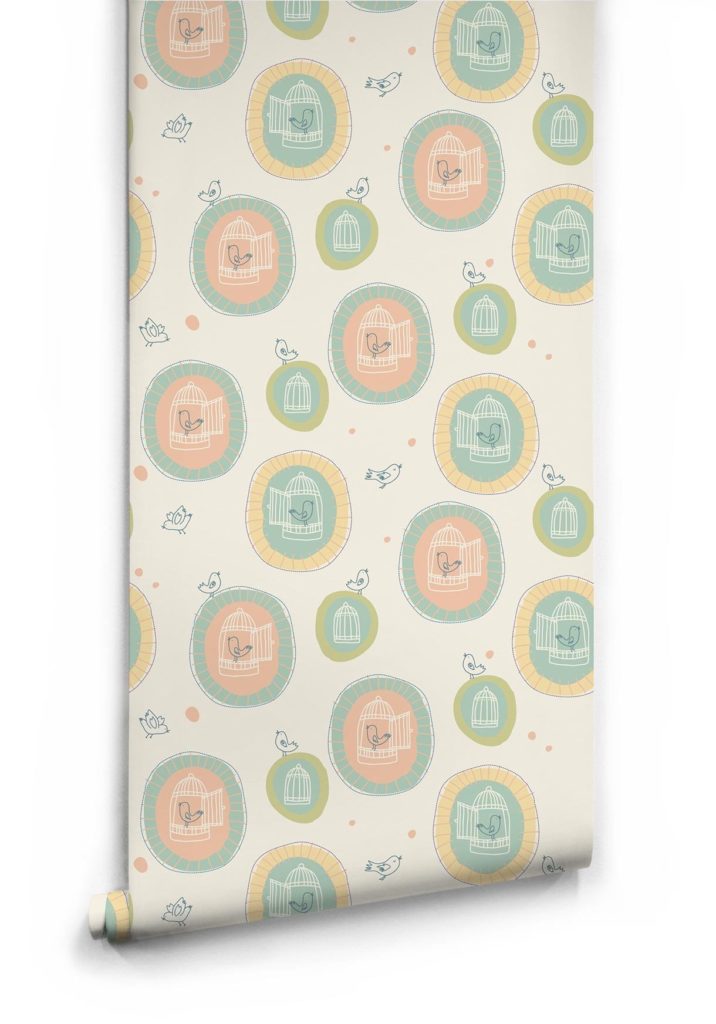 Birdcages Wallpaper By Muffin Mani For Milton King - Room - HD Wallpaper 