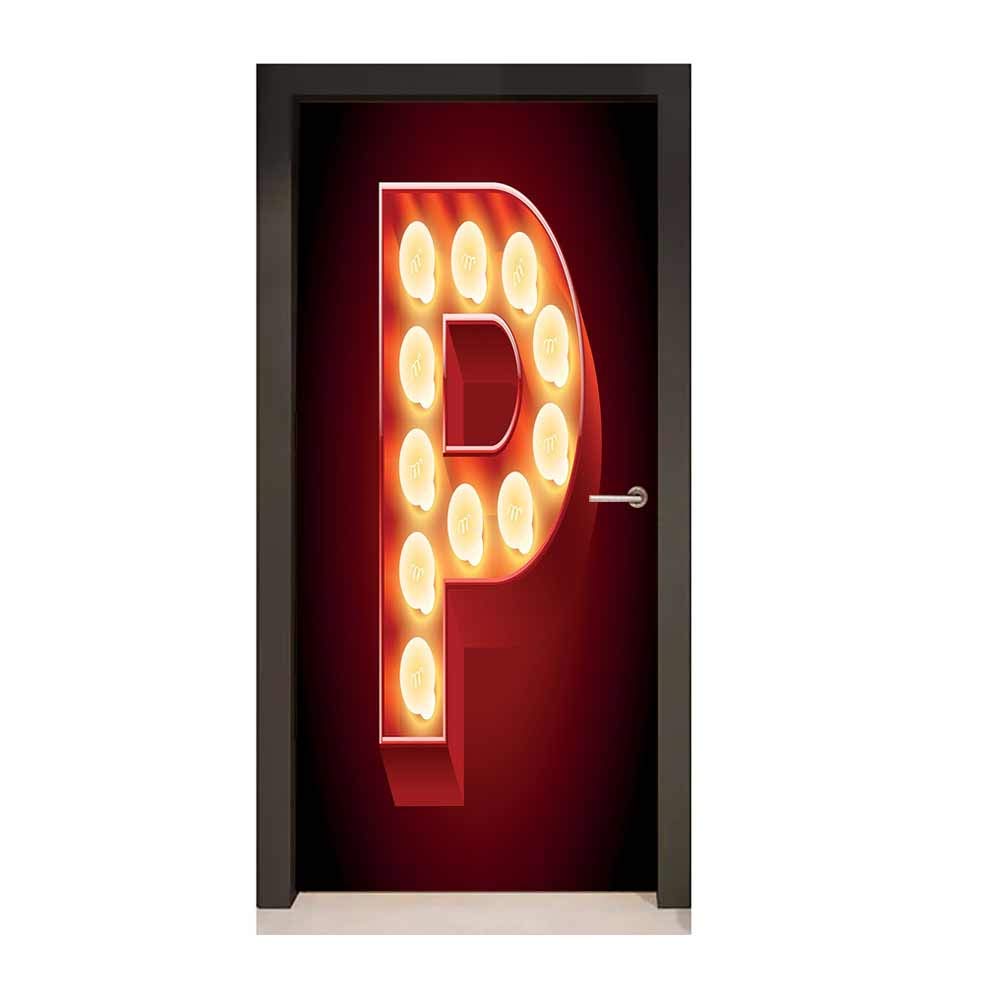 Homesonne Letter P Door Wallpaper Vibrant P Letter - Neon Sign - HD Wallpaper 
