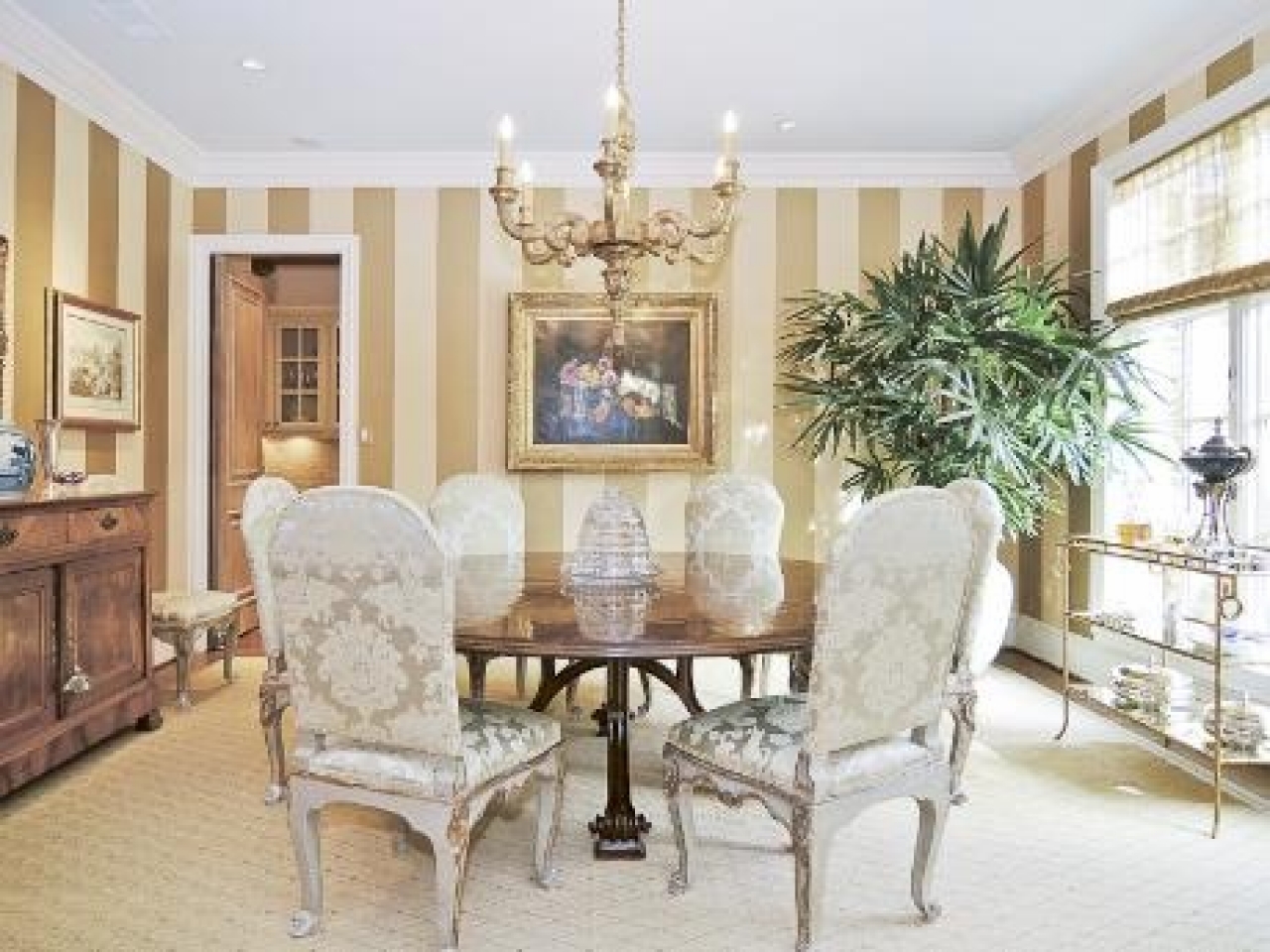 Cream And Gold Outfit Striped Wallpaper In Dining Ro - Striped Wallpaper In Dining Room - 1280x960 Wallpaper Cream And Gold Outfit Striped Wallpaper In Dining Ro - Striped Wallpaper In Dining Room - 1280x960 Wallpaper