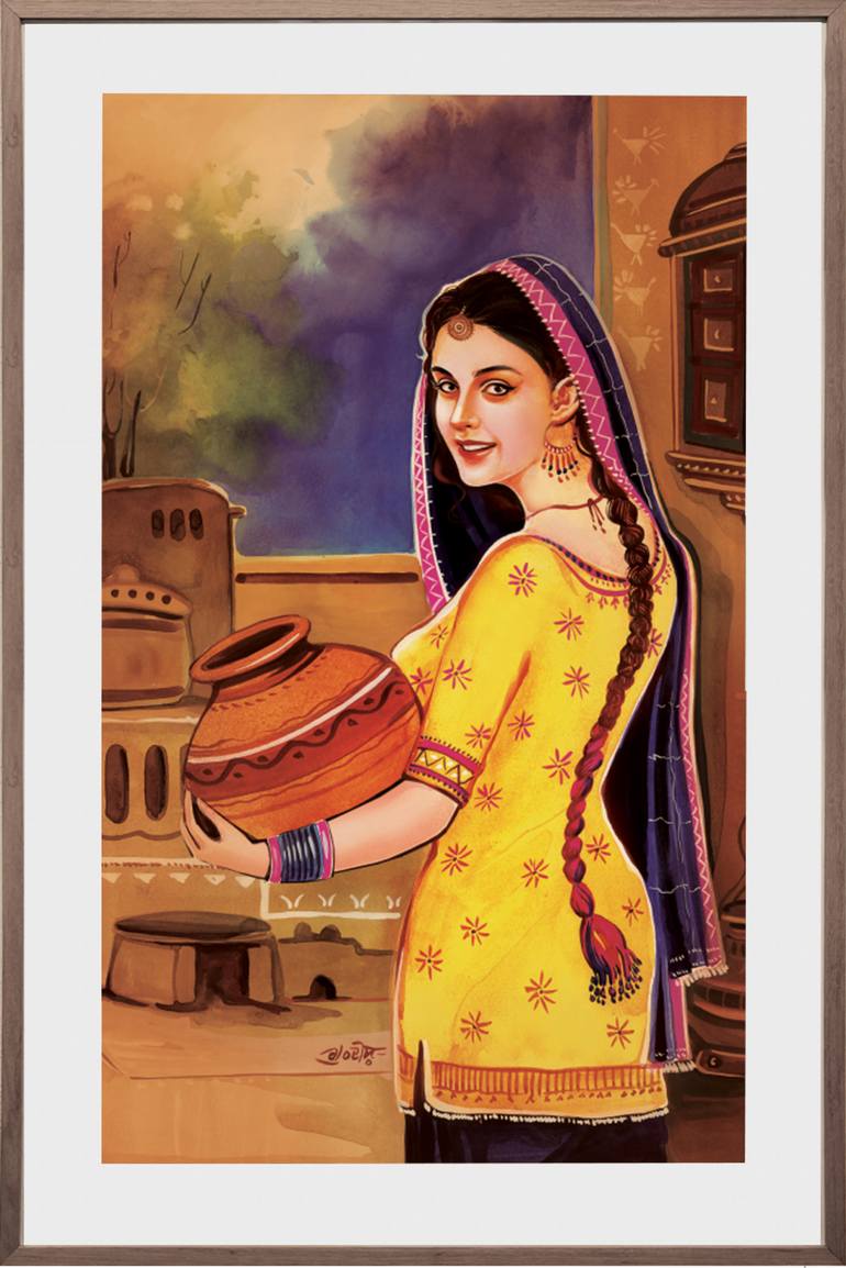 Saatchi Art Punjabi Mutiyar Painting By Artist Gurdish - Punjabi Painting - HD Wallpaper 