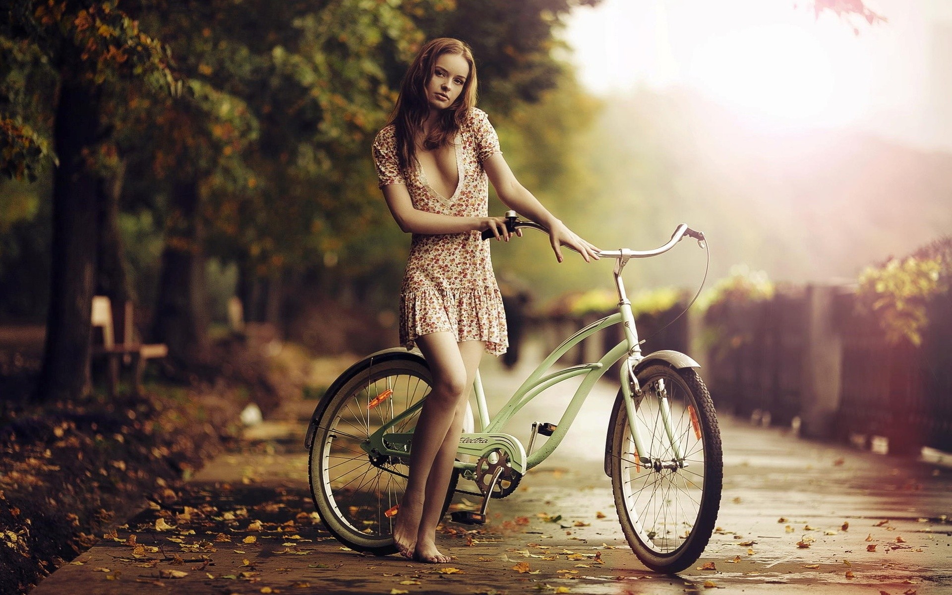 Girl On A Bike In Sunrise Wallpaper 
 Data-src - Karen Abramyan - HD Wallpaper 