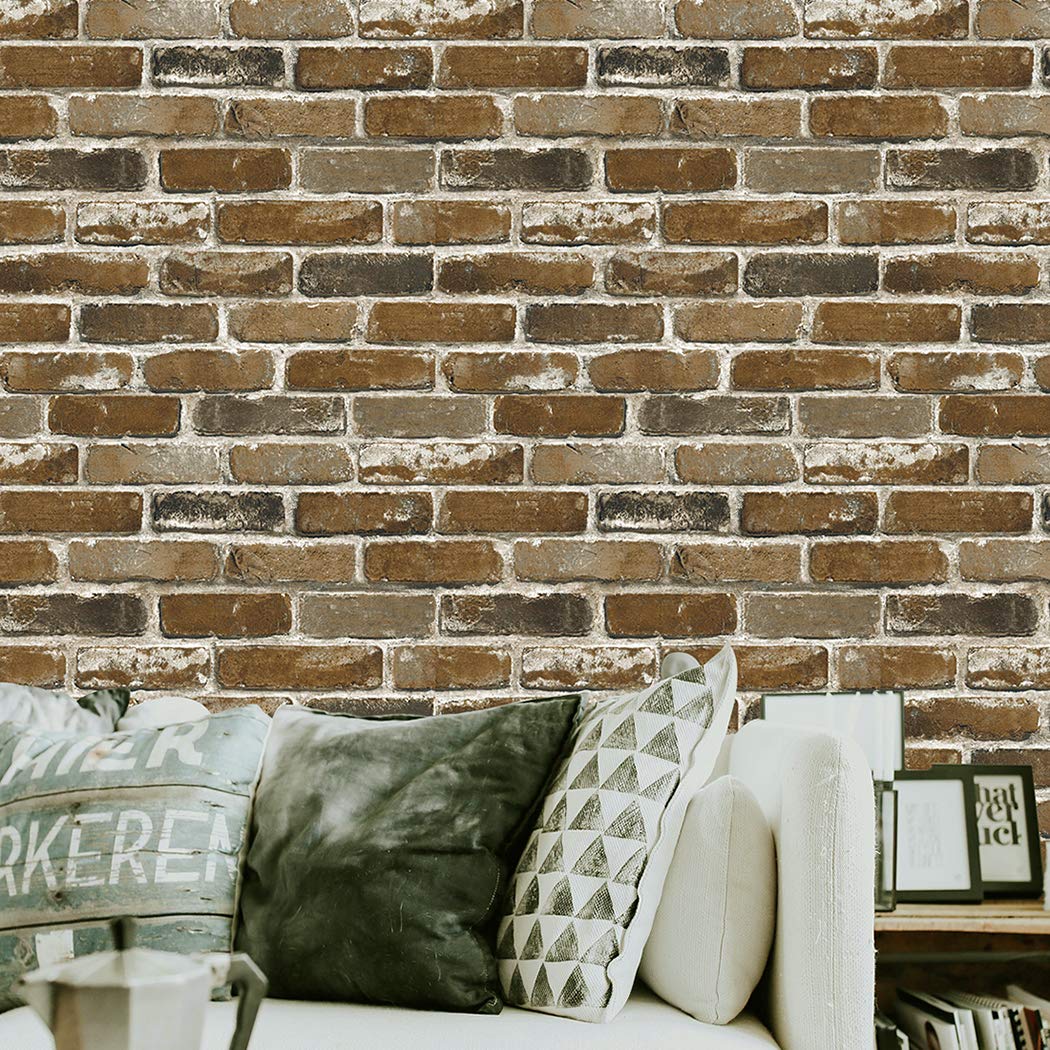 5703 Vintage Faux Brick Panel Wallpaper Roll,brown/gray - Interior Design - HD Wallpaper 