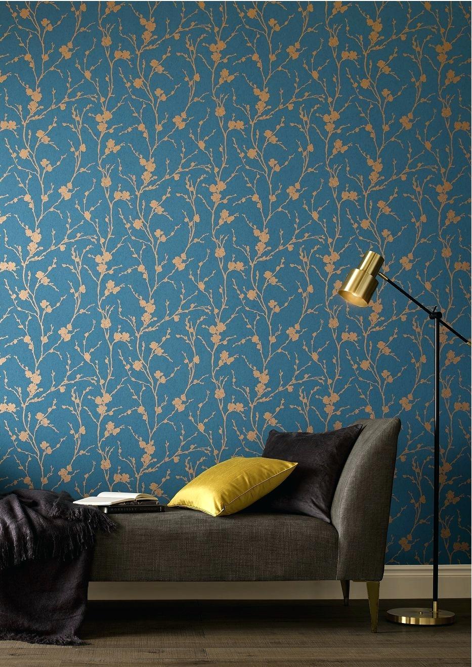 Room Wallpaper Blue And Brown - HD Wallpaper 