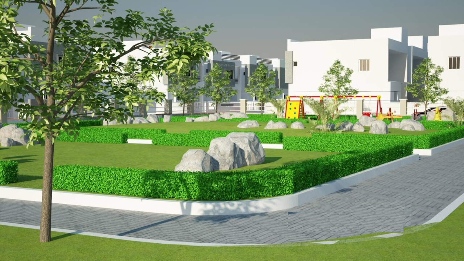 Images For Elevation Of Madhu Madhura Avenue - Lawn - HD Wallpaper 