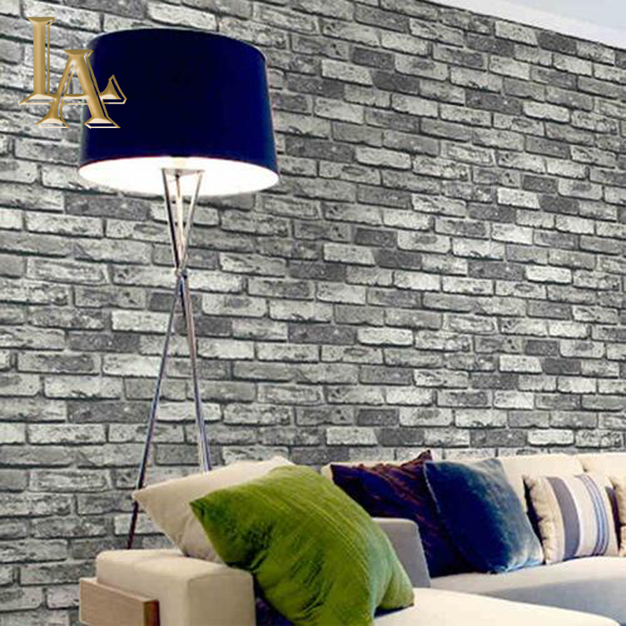 Pvc Vinyl Vintage Shabby Brick Stone 3d Wallpaper Living - Room Wallpaper Stone3d - HD Wallpaper 