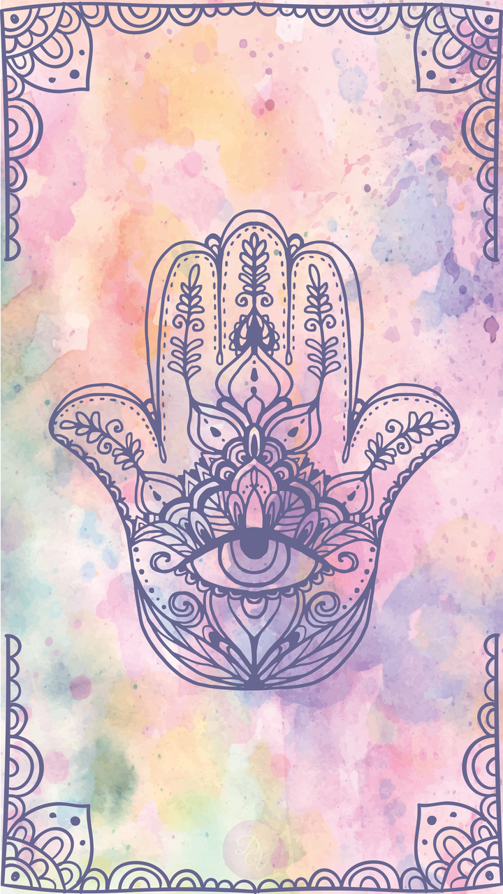 India, Wallpaper Phone, And Watercolor Image - Hand Of Fatima Henna - HD Wallpaper 