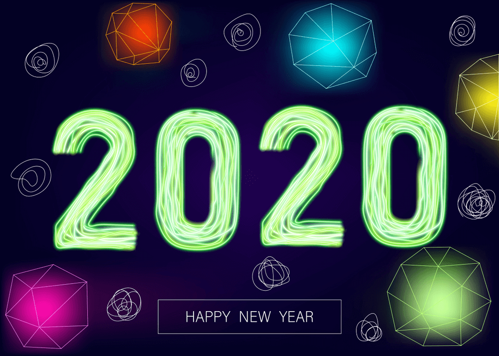 Happy New Year 2020 Wallpaper Free Download - Nouvel An 2020 Fluo - HD Wallpaper 